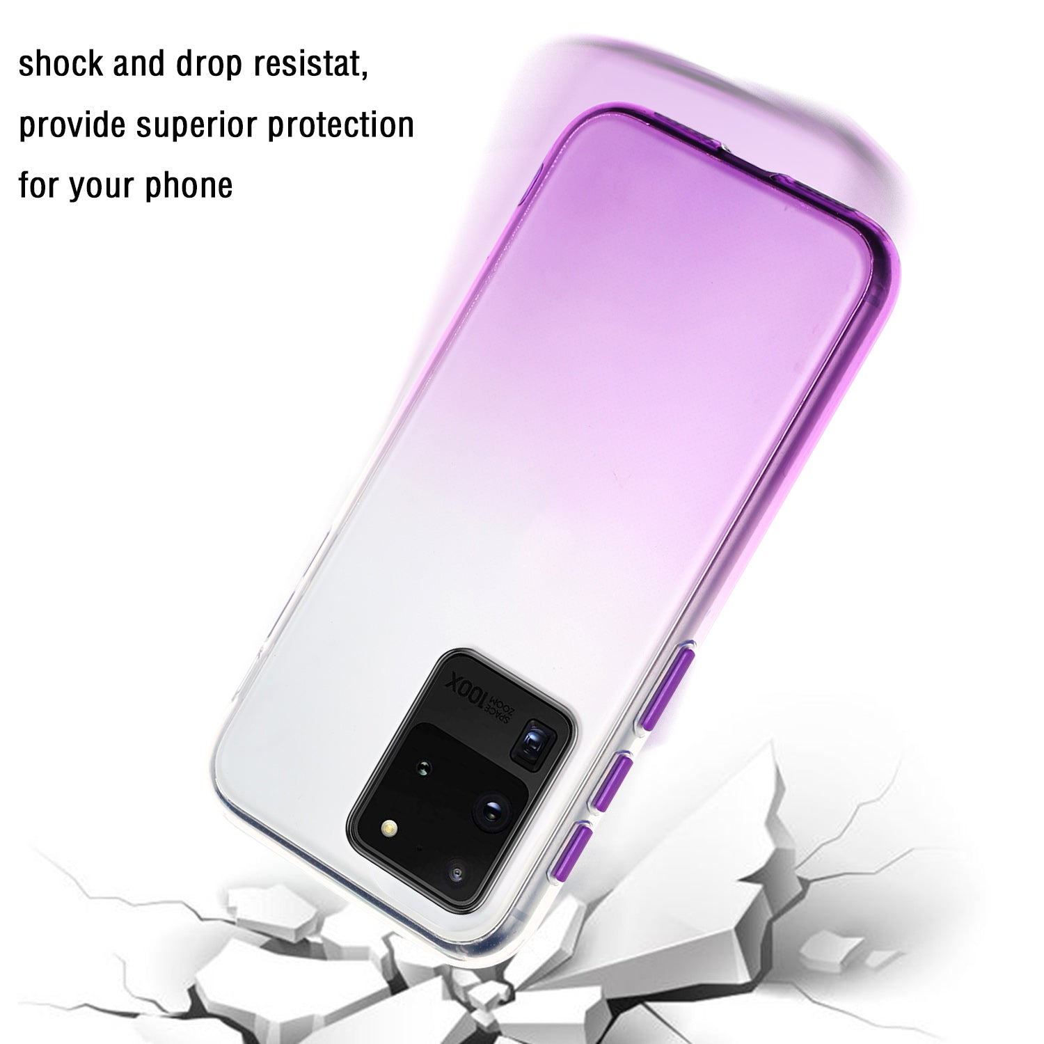 Gradient Color Blocking Button StyleTPU Shell for Samsung Galaxy S20 Ultra - Purple