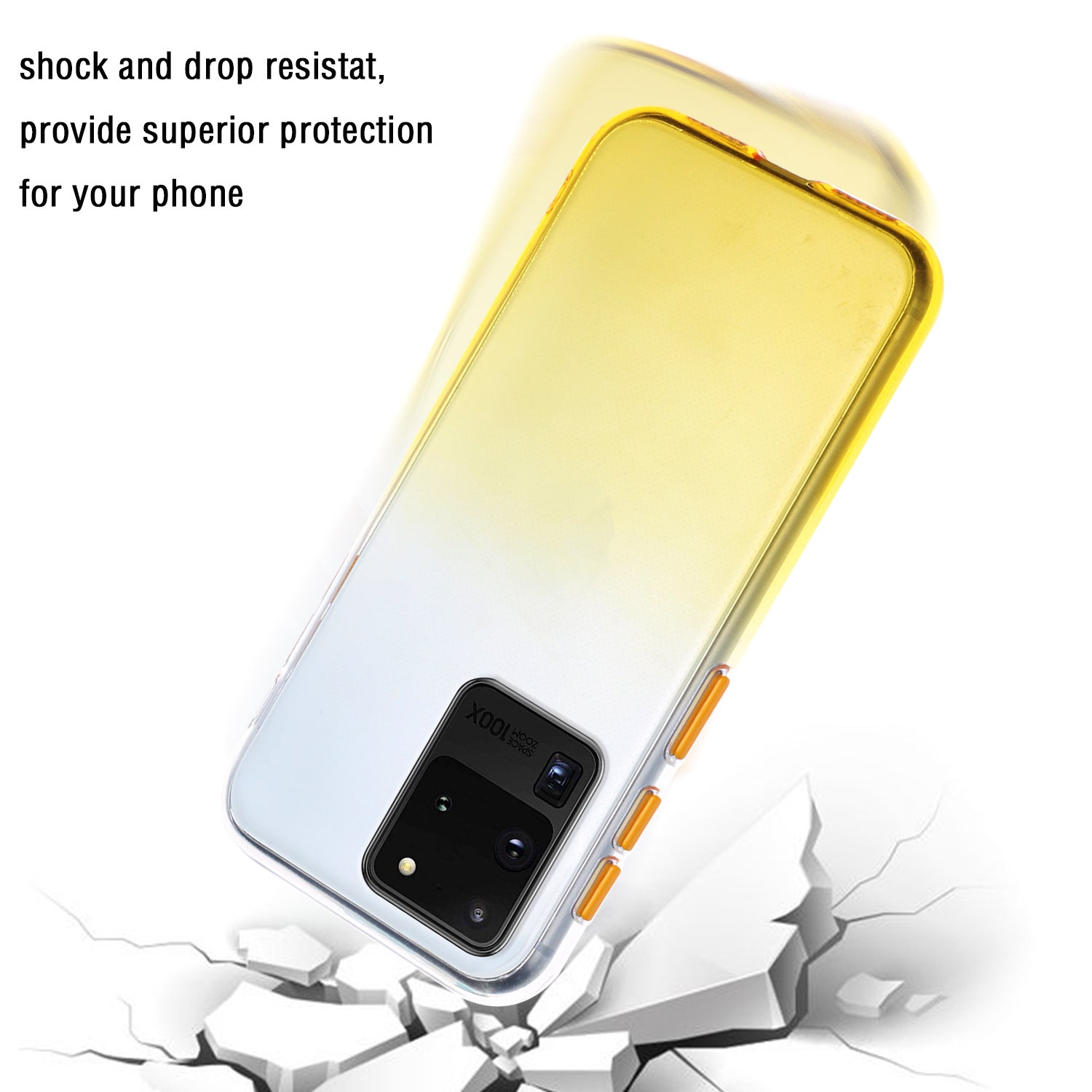 Gradient Color Blocking Button StyleTPU Shell for Samsung Galaxy S20 Ultra - Yellow