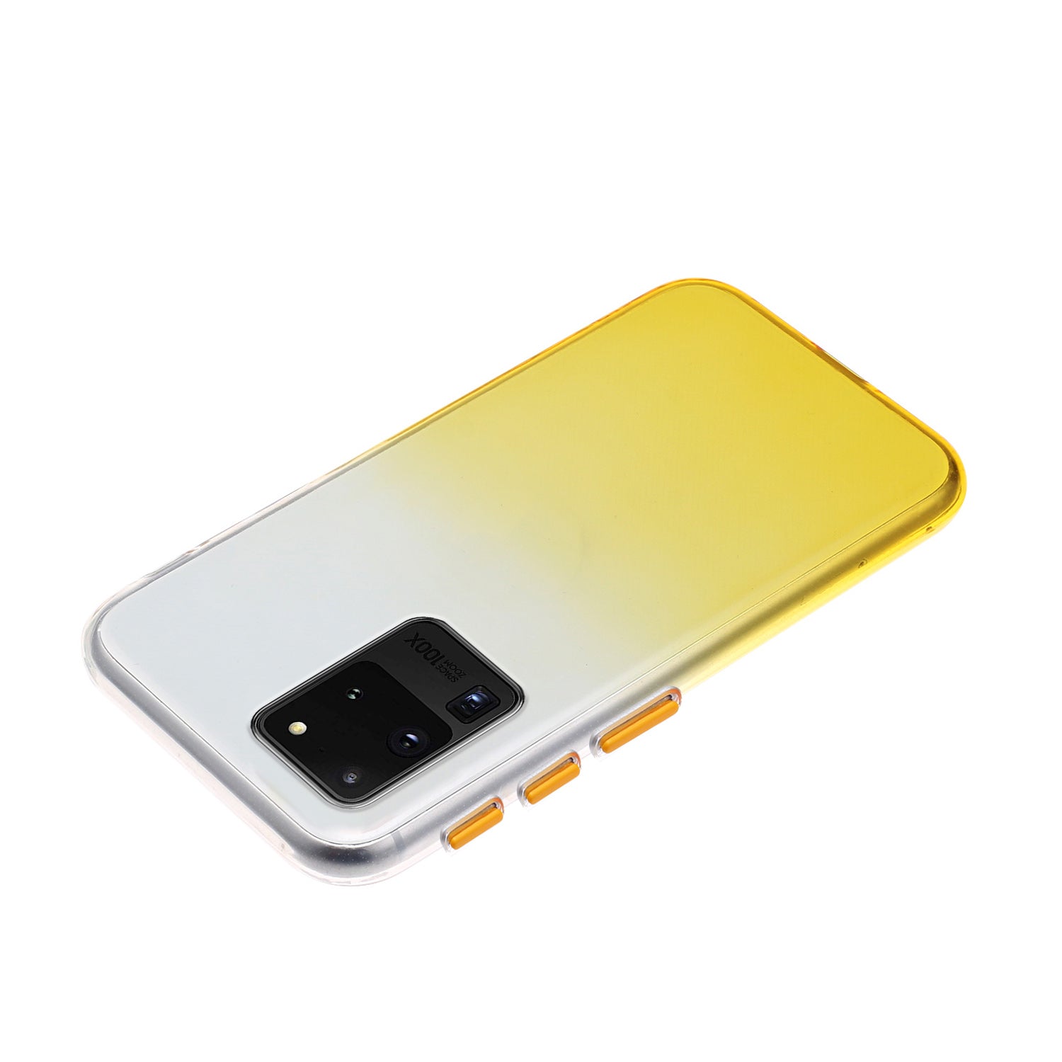 Gradient Color Blocking Button StyleTPU Shell for Samsung Galaxy S20 Ultra - Yellow