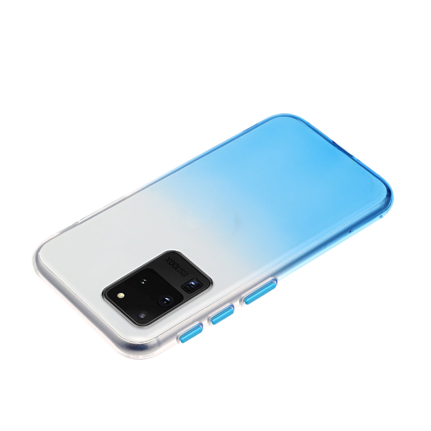 Gradient Color Blocking Button StyleTPU Shell for Samsung Galaxy S20 Ultra - Blue