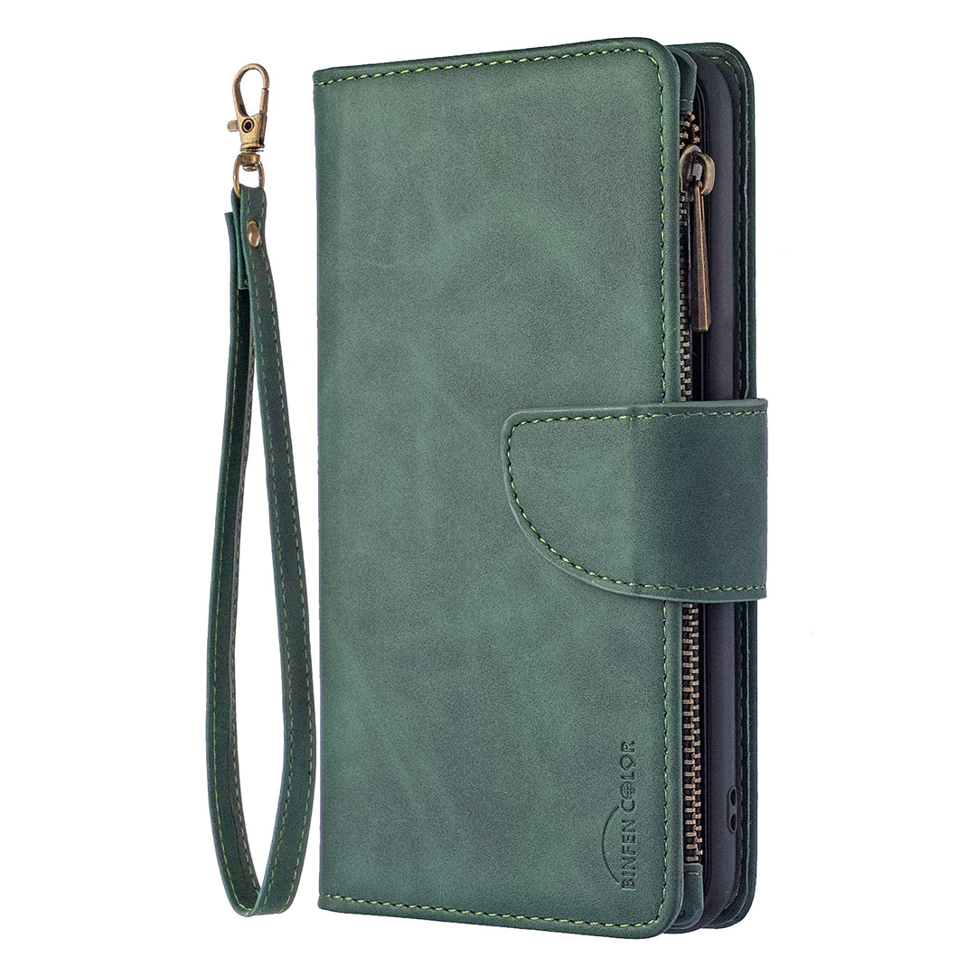 Zipper Pocket Detachable 2-in-1 Leather Wallet Stand Phone Case for Samsung Galaxy S20 4G/S20 5G - Green