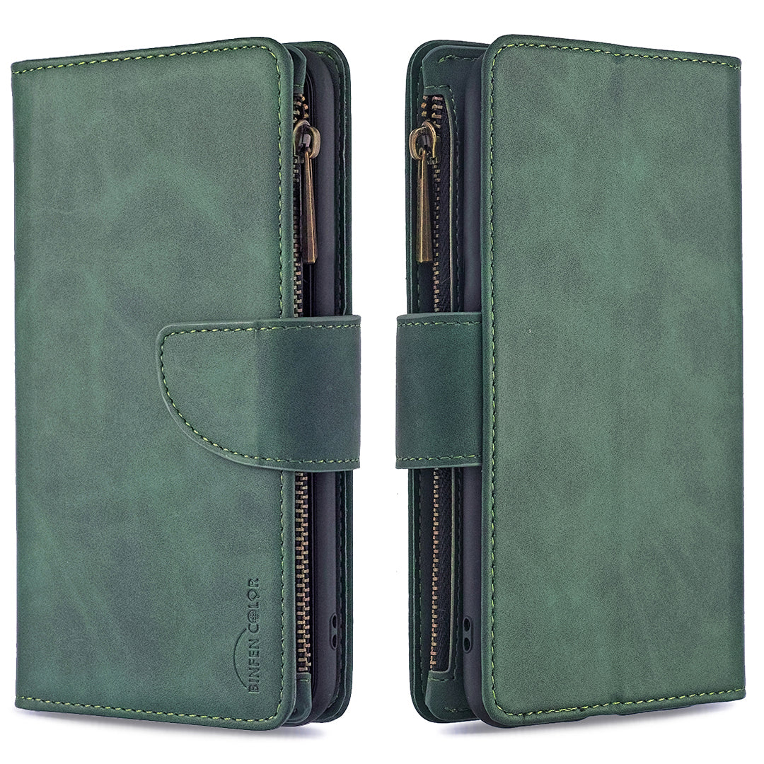 Zipper Pocket Detachable 2-in-1 Leather Wallet Stand Phone Case for Samsung Galaxy S20 4G/S20 5G - Green