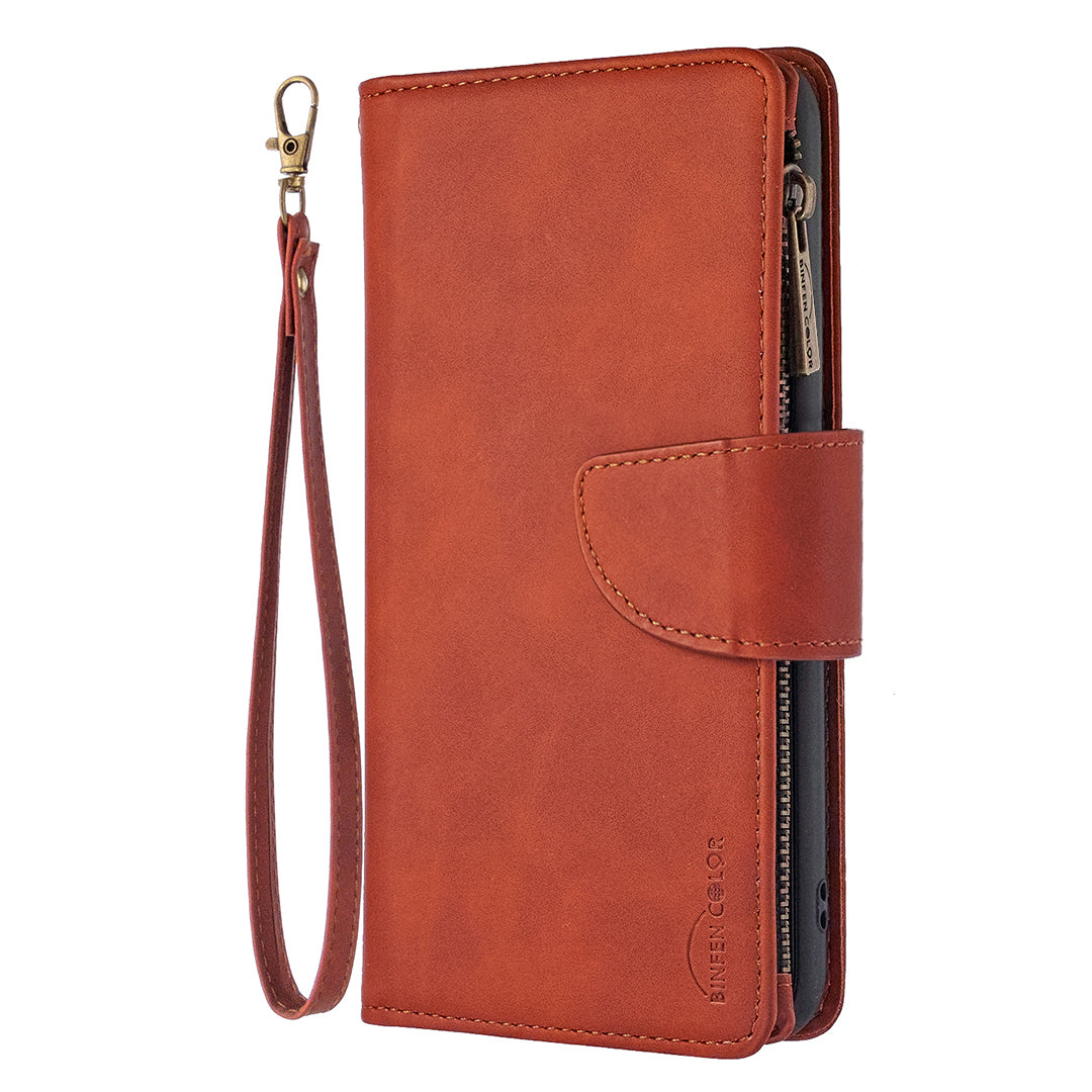 Zipper Pocket Detachable 2-in-1 Leather Wallet Stand Phone Cover for Samsung Galaxy S20 Ultra - Brown