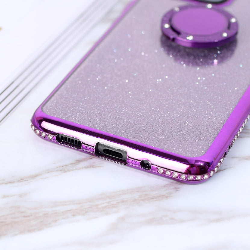 Flash Electroplating Rhinestone Decoration TPU+Metal Case for Samsung Galaxy S20 Ultra - Purple