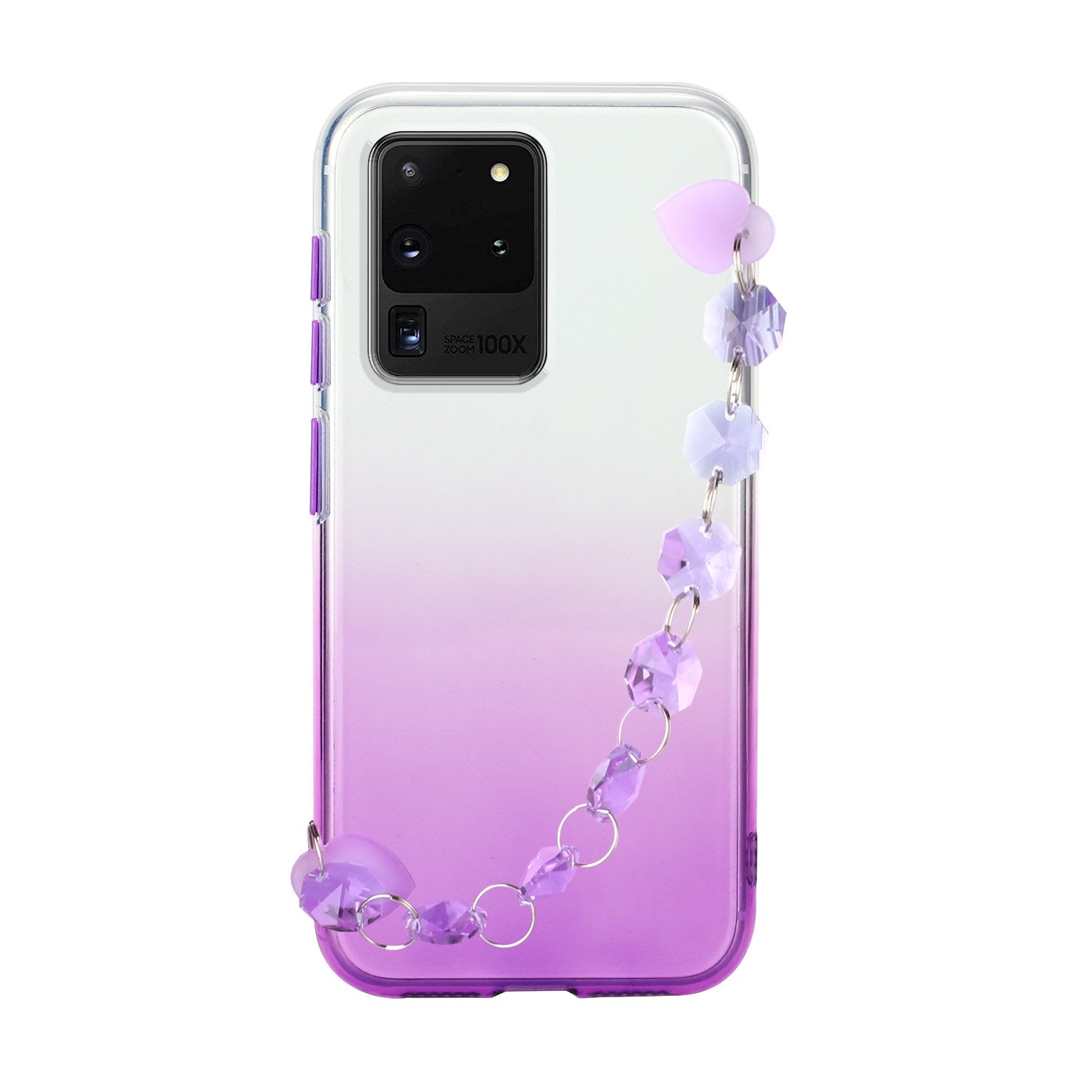 Soft TPU Phone Case Cover with Crystal Bracelet for Samsung Galaxy S20 Ultra - Purple