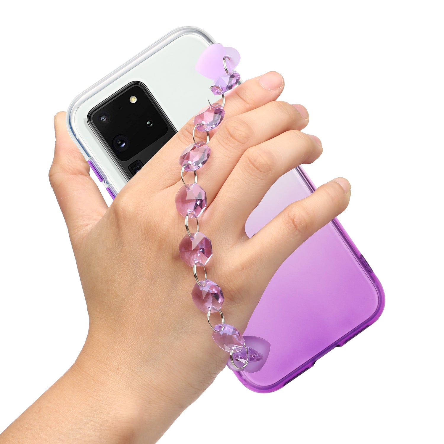 Soft TPU Phone Case Cover with Crystal Bracelet for Samsung Galaxy S20 Ultra - Purple