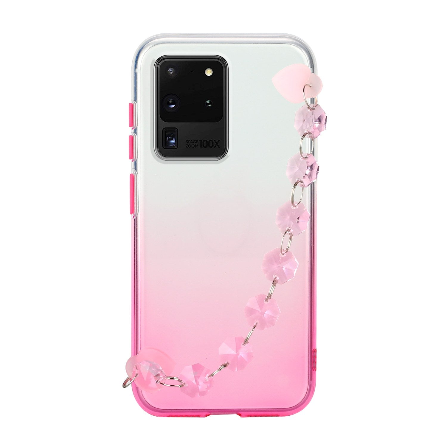 Soft TPU Phone Case Cover with Crystal Bracelet for Samsung Galaxy S20 Ultra - Pink