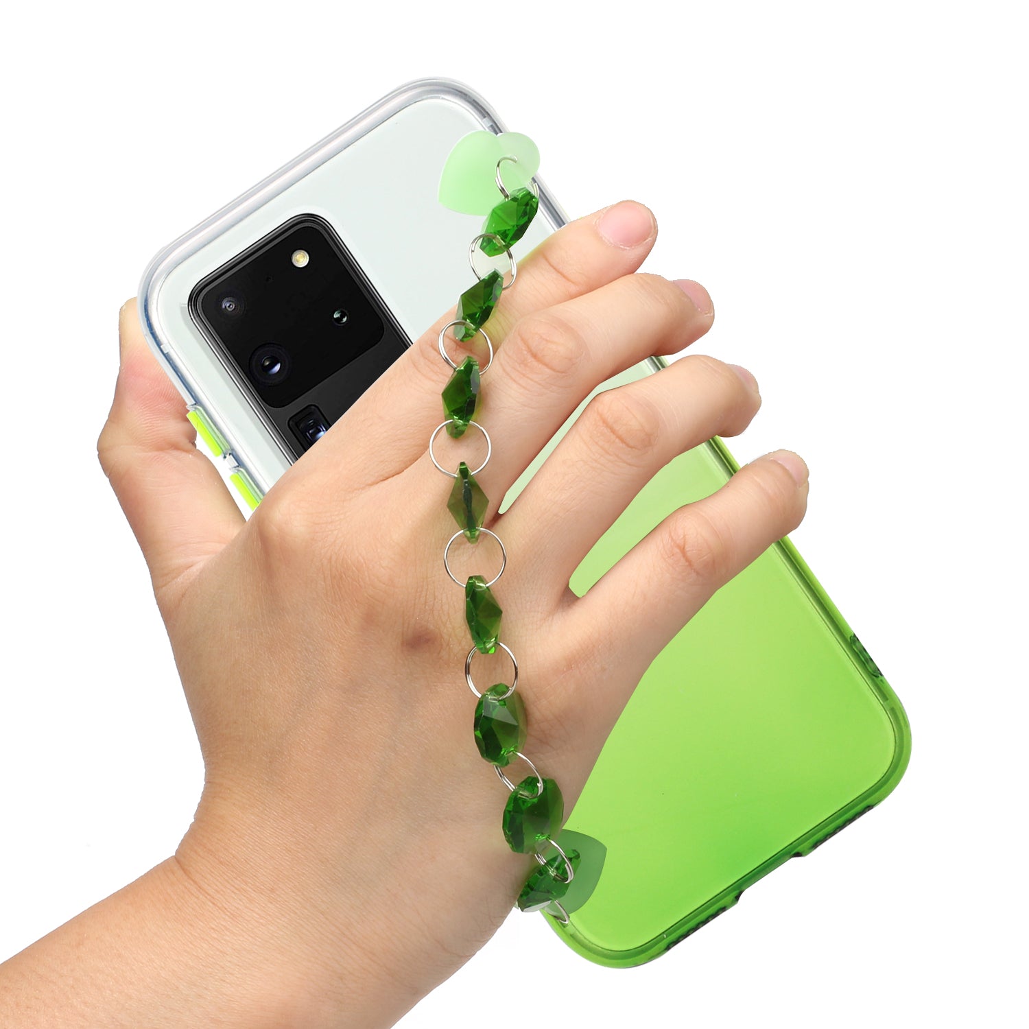 Soft TPU Phone Case Cover with Crystal Bracelet for Samsung Galaxy S20 Ultra - Green