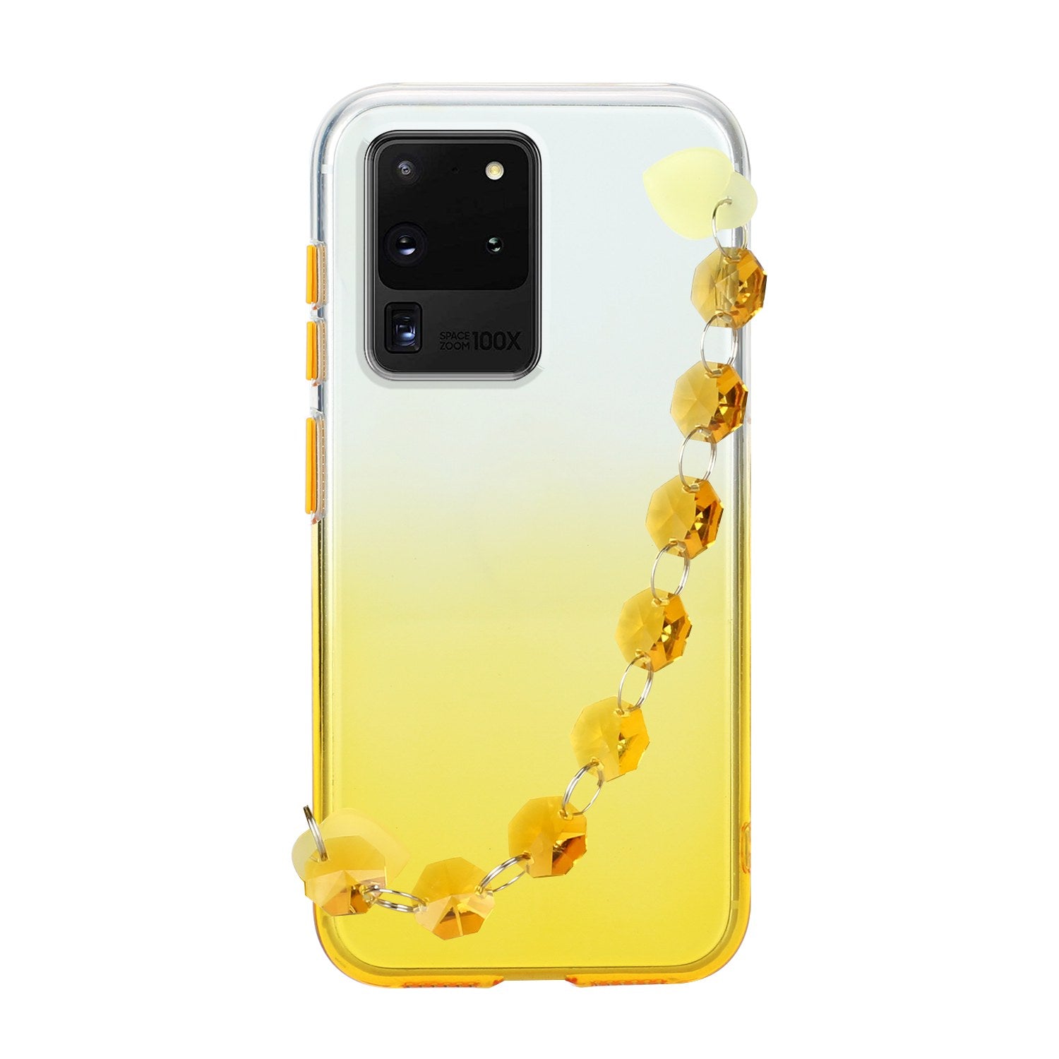 Soft TPU Phone Case Cover with Crystal Bracelet for Samsung Galaxy S20 Ultra - Yellow