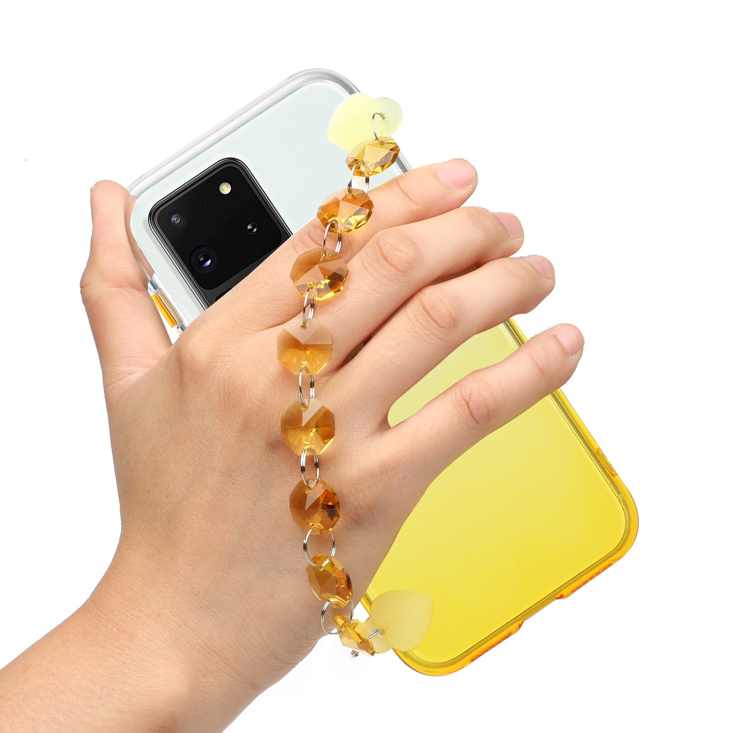 Soft TPU Phone Case Cover with Crystal Bracelet for Samsung Galaxy S20 Ultra - Yellow