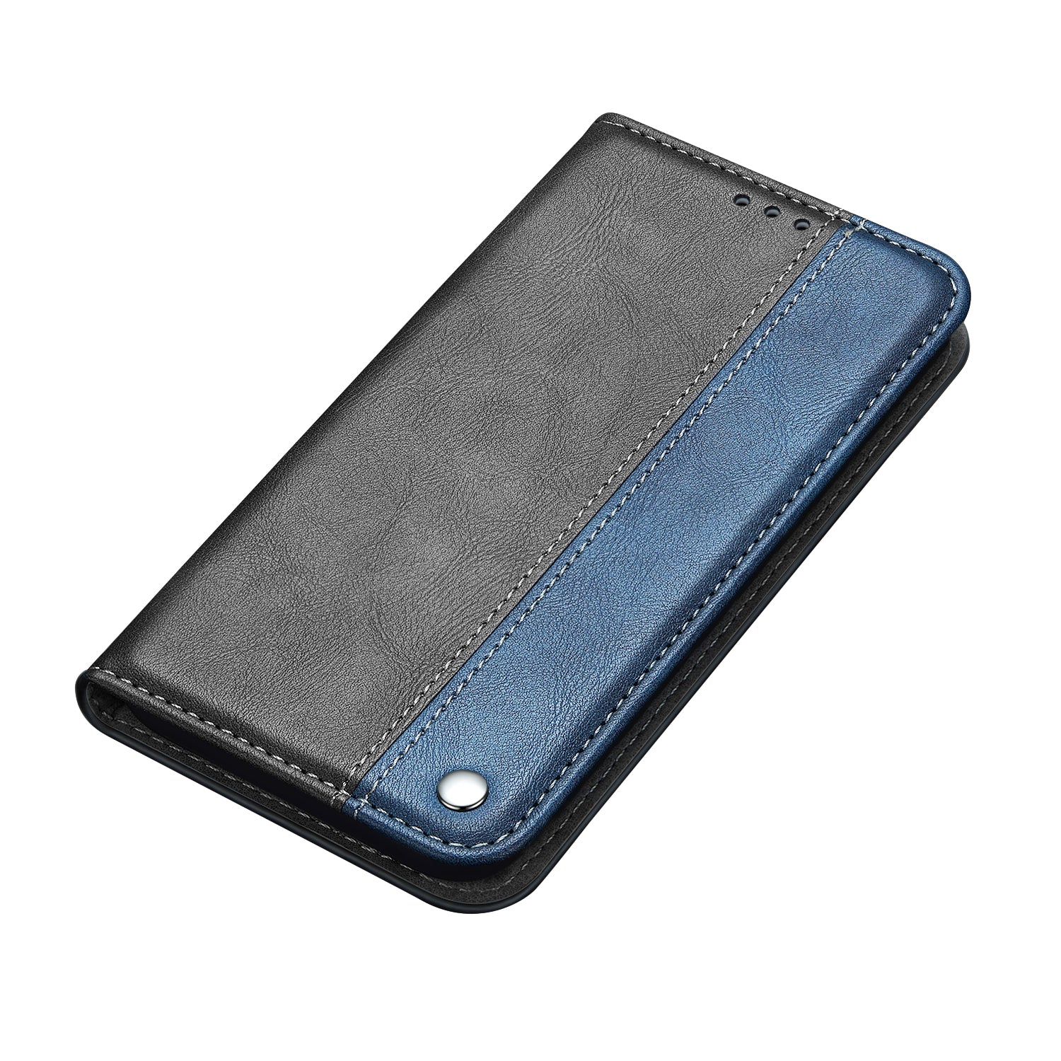 Auto-absorbed Business Splice Style Leather Cover Stand Case with Card Slot for Samsung Galaxy S20 Ultra - Blue