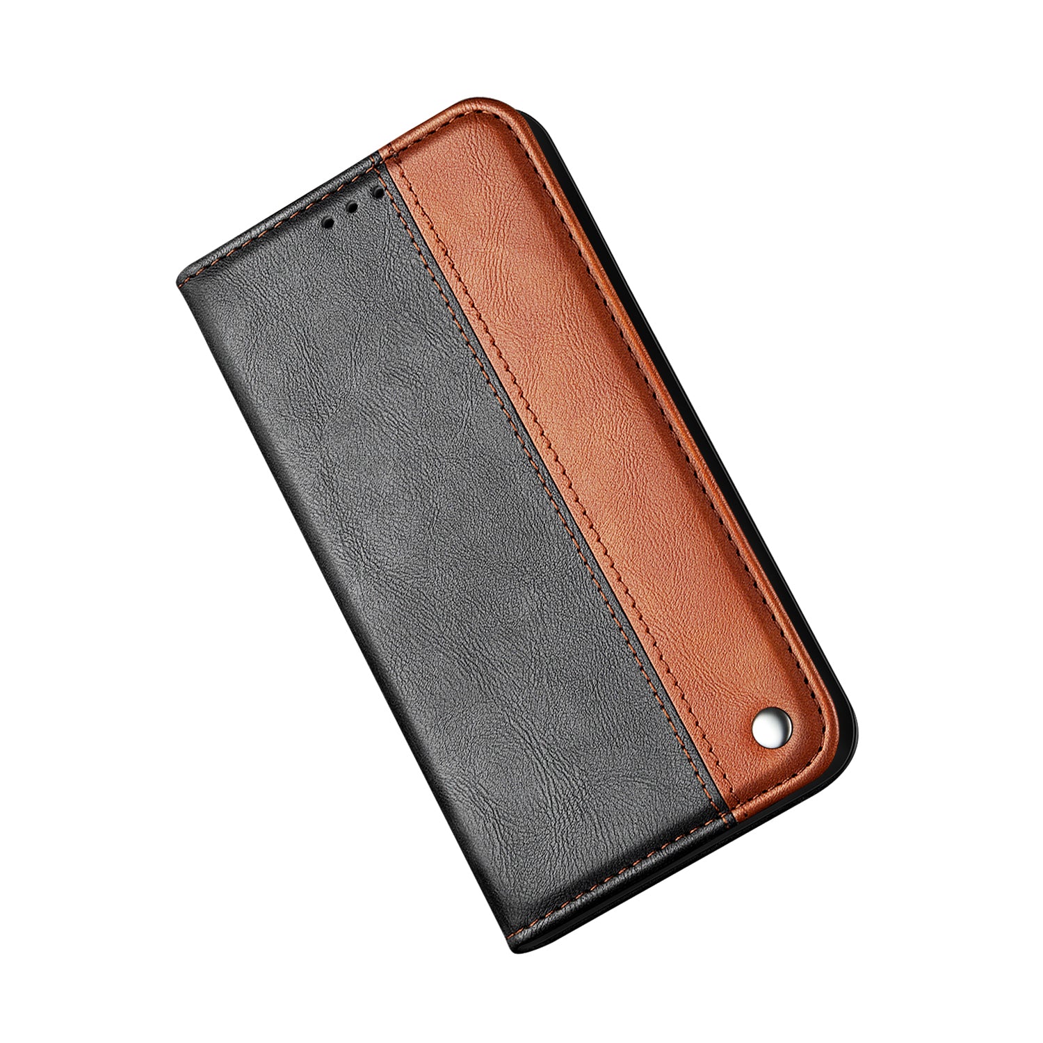 Auto-absorbed Business Splice Style Leather Cover Stand Case with Card Slot for Samsung Galaxy S20 Ultra - Brown