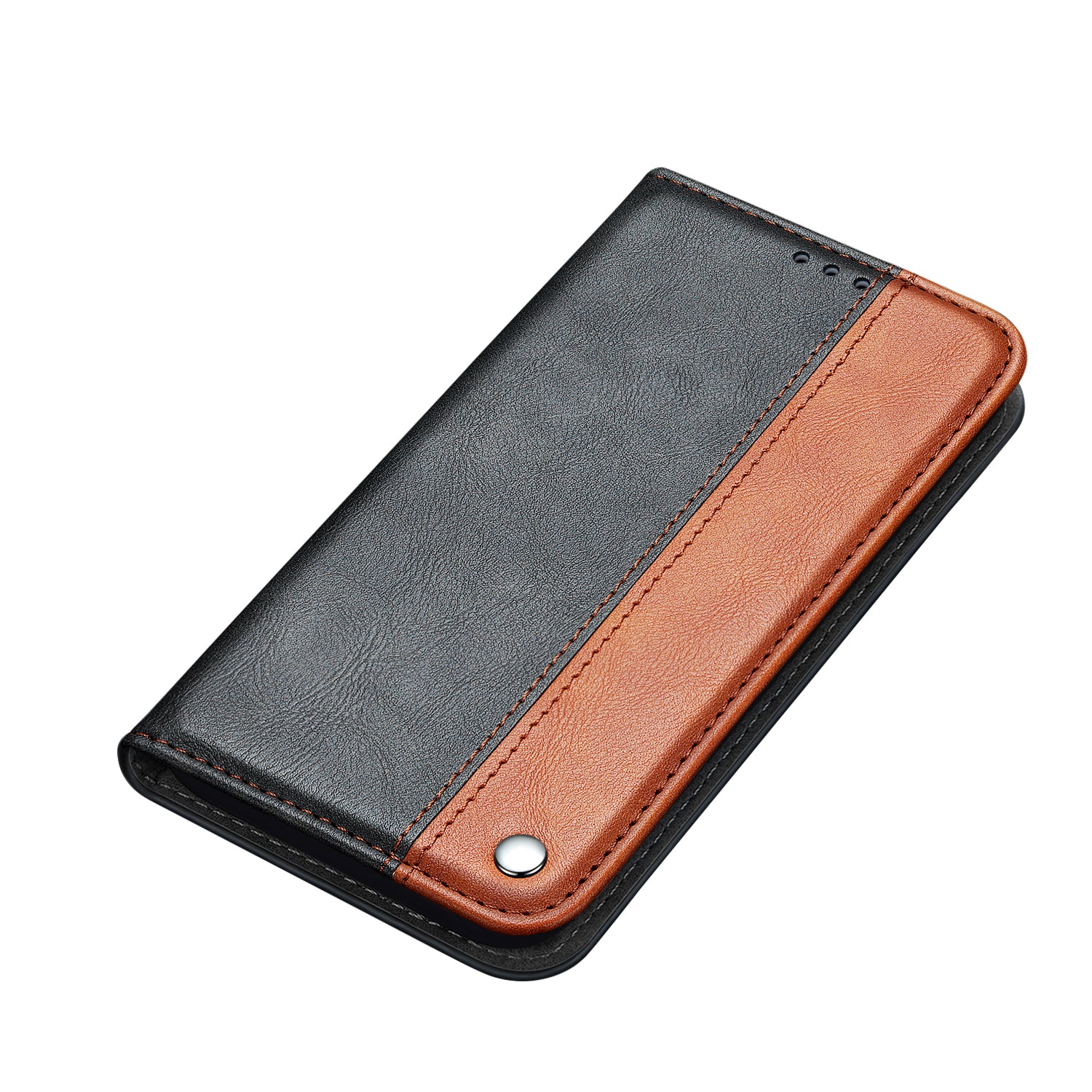 Auto-absorbed Business Splice Style Leather Cover Stand Case with Card Slot for Samsung Galaxy S20 Ultra - Brown