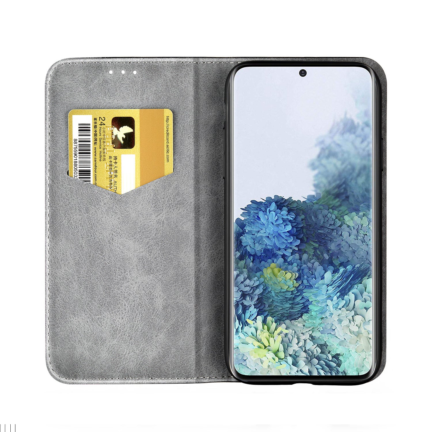 Auto-absorbed Business Splice Leather Stand Case with Card Slot Cover for Samsung Galaxy S20 Plus/S20 Plus 5G  - Grey