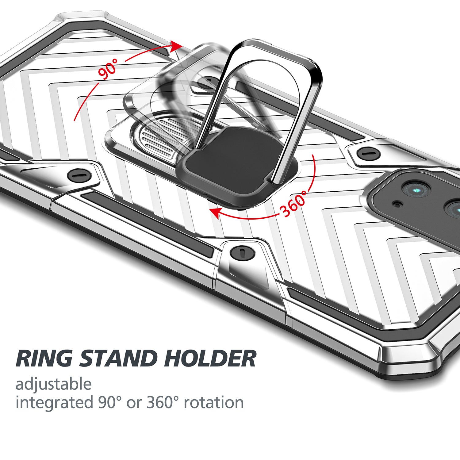 Rotatable Finger Ring Kickstand PC + TPU Hybrid Back Case for Samsung Galaxy S20 4G/S20 5G - Silver