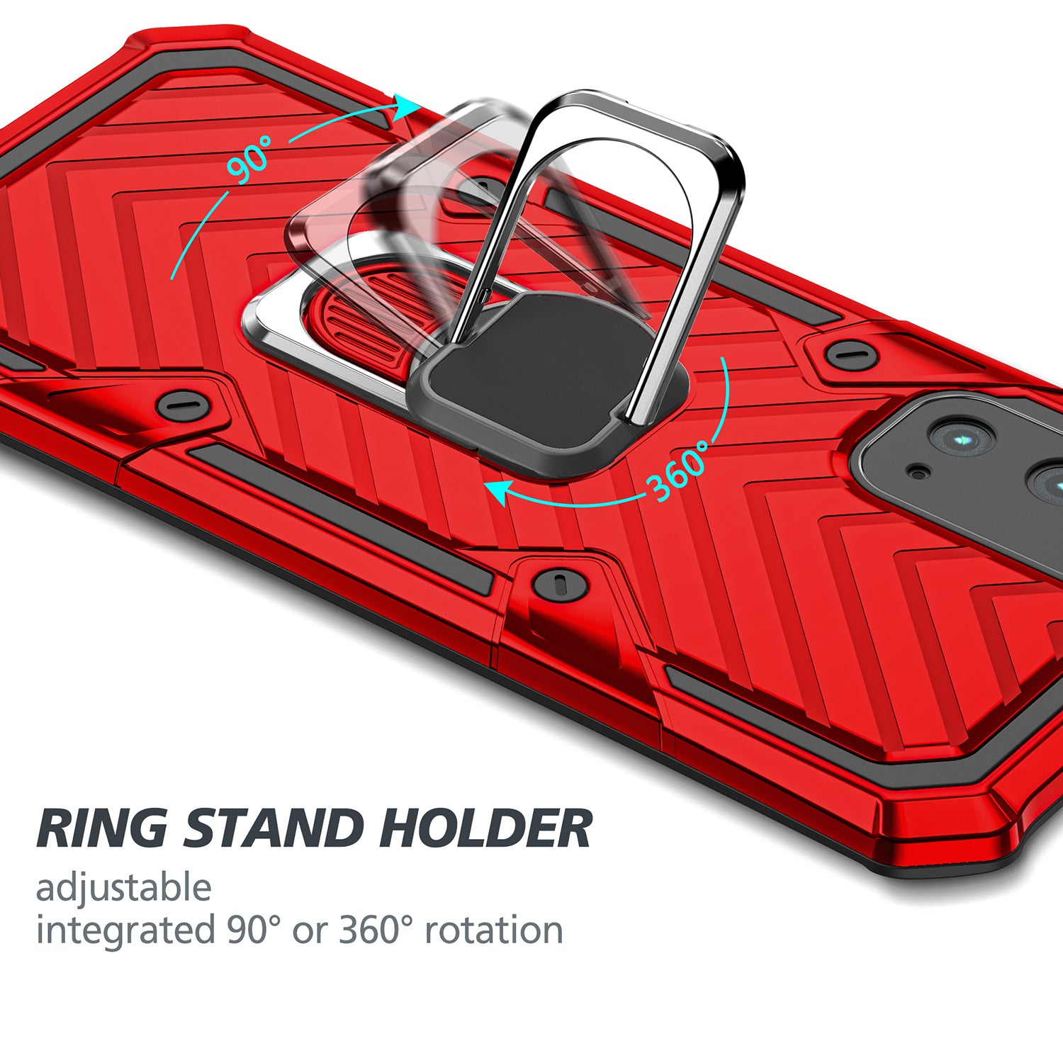 Rotatable Finger Ring Kickstand PC + TPU Hybrid Back Case for Samsung Galaxy S20 4G/S20 5G - Red