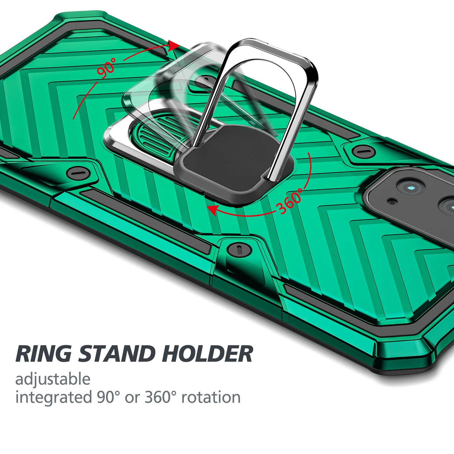 Rotatable Finger Ring Kickstand PC + TPU Hybrid Back Case for Samsung Galaxy S20 4G/S20 5G - Dark Green