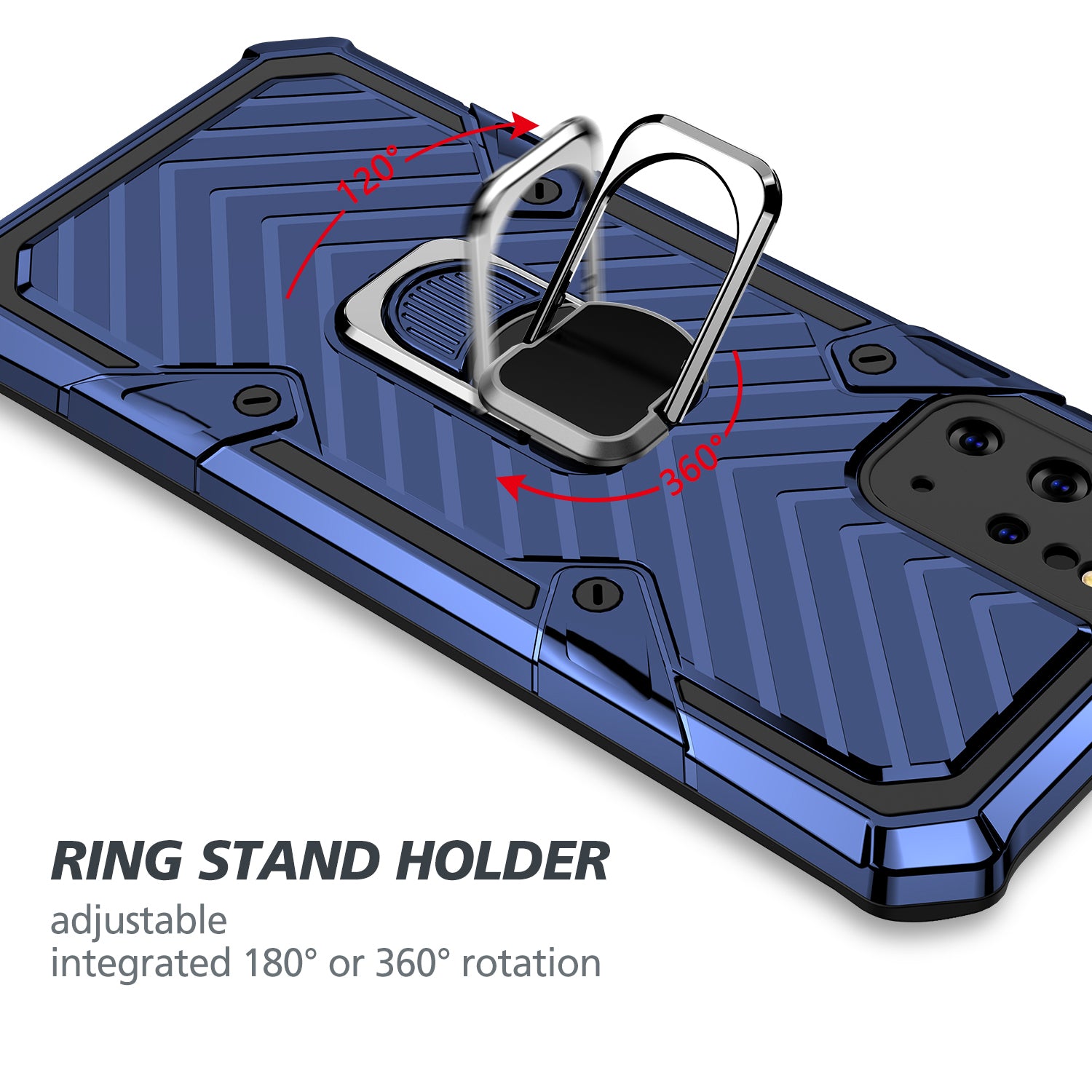 Rotatable Finger Ring Kickstand PC + TPU Combo Case for Samsung Galaxy S20 Plus - Blue