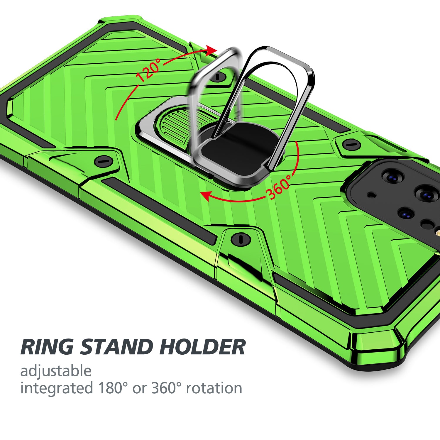 Rotatable Finger Ring Kickstand PC + TPU Combo Case for Samsung Galaxy S20 Plus - Light Green