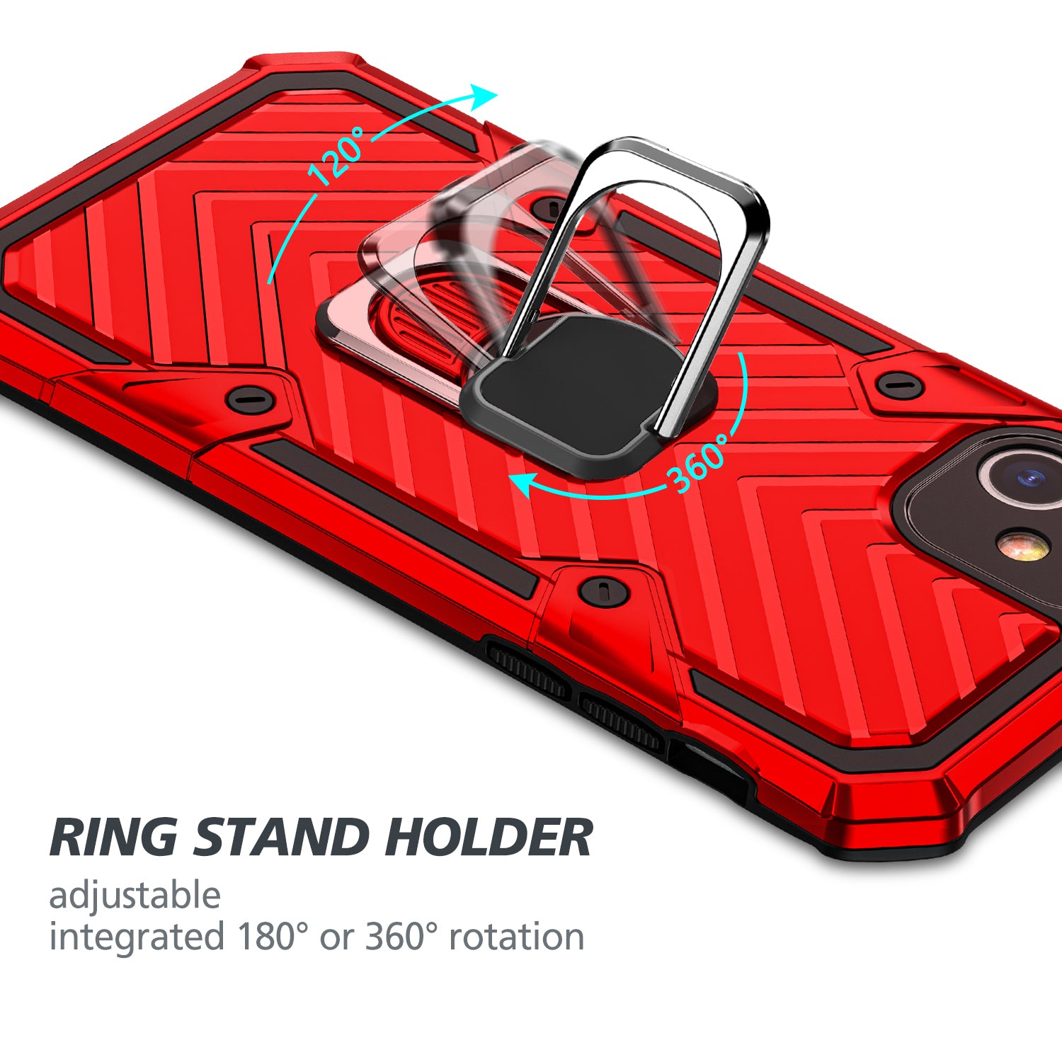 Rotatable Finger Ring Kickstand PC + TPU Combo Shell for Samsung Galaxy S20 Ultra - Red