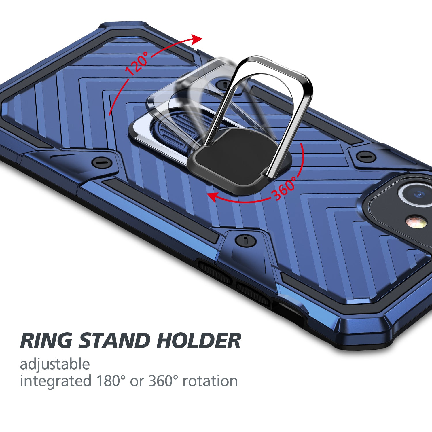 Rotatable Finger Ring Kickstand PC + TPU Combo Shell for Samsung Galaxy S20 Ultra - Blue