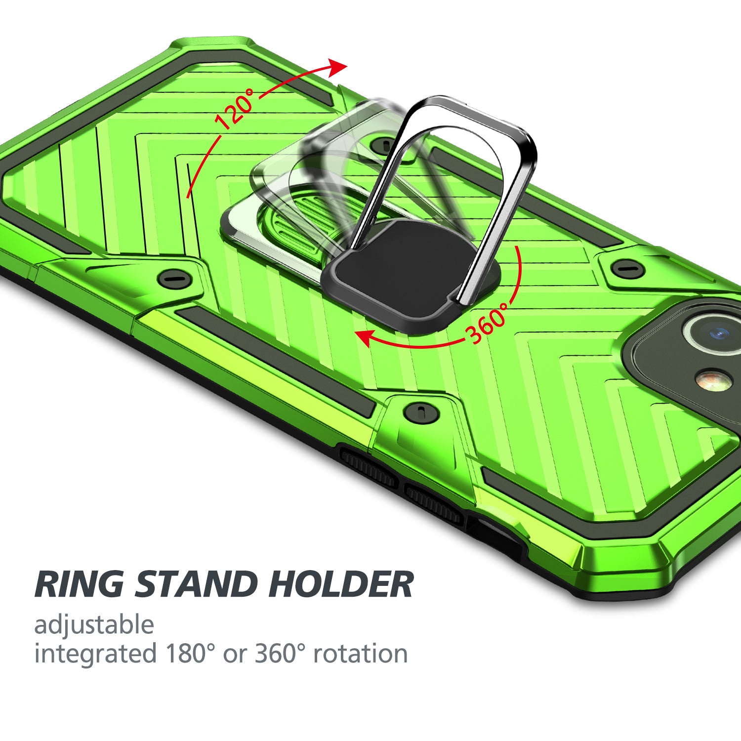 Rotatable Finger Ring Kickstand PC + TPU Combo Shell for Samsung Galaxy S20 Ultra - Light Green