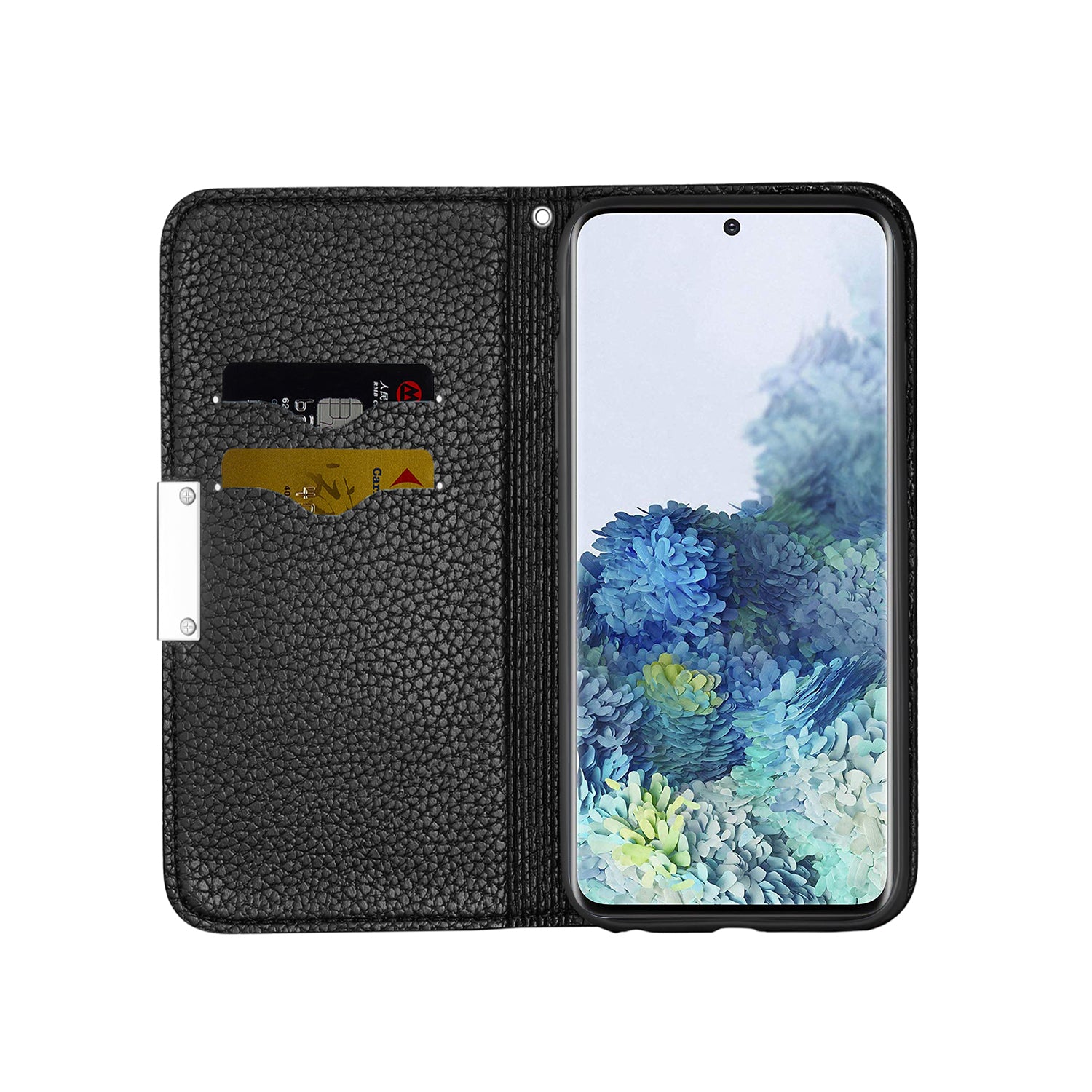 Retro Case Litchi Skin Leather Stand Cover with Card Slots for Samsung Galaxy S20 Plus/S20 Plus 5G  - Black