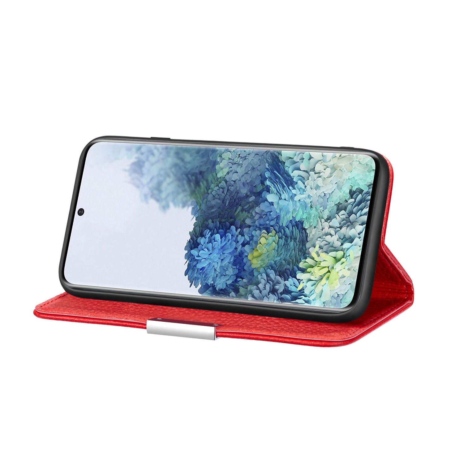 Retro Case Litchi Skin Leather Stand Cover with Card Slots for Samsung Galaxy S20 Plus/S20 Plus 5G  - Red