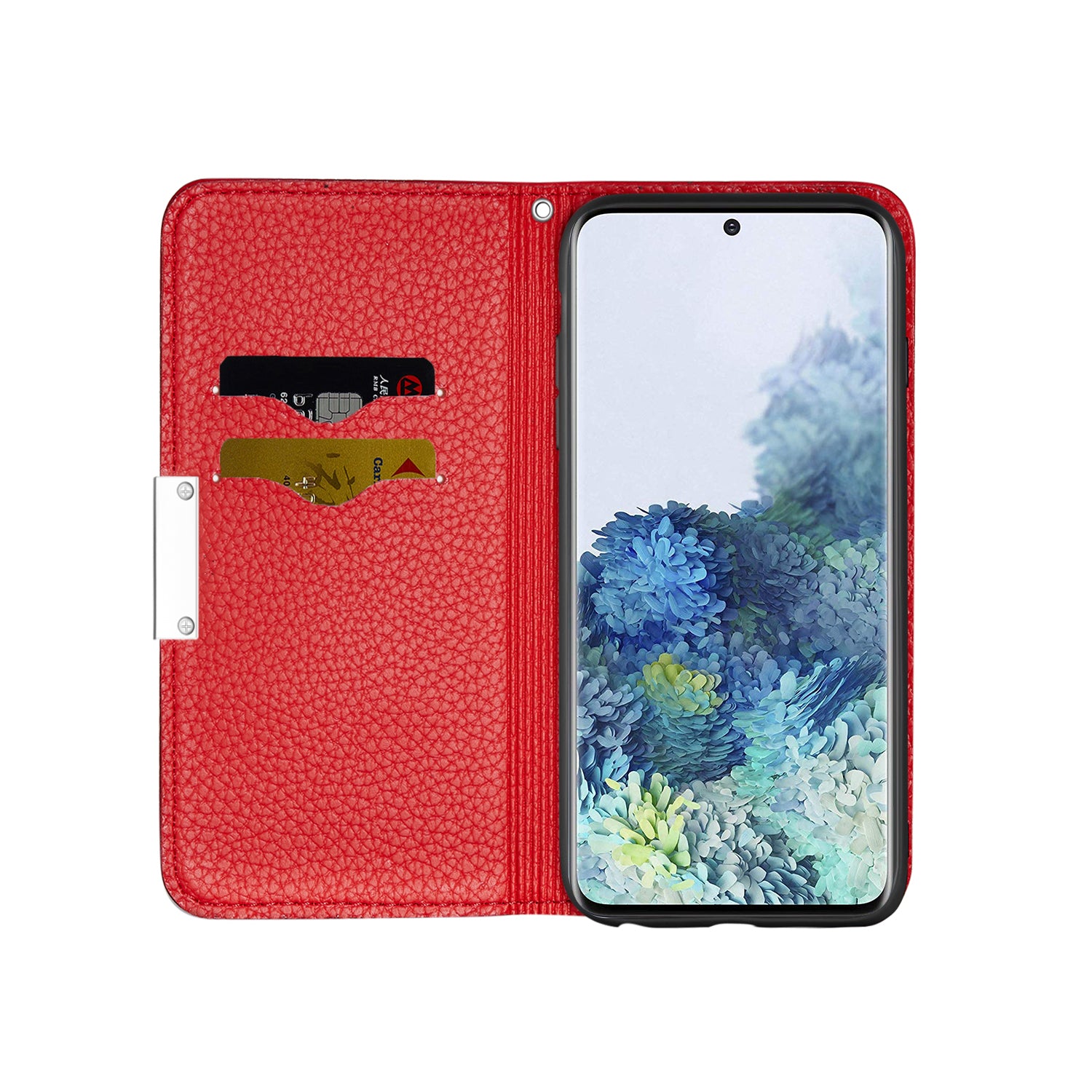 Retro Case Litchi Skin Leather Stand Cover with Card Slots for Samsung Galaxy S20 Plus/S20 Plus 5G  - Red