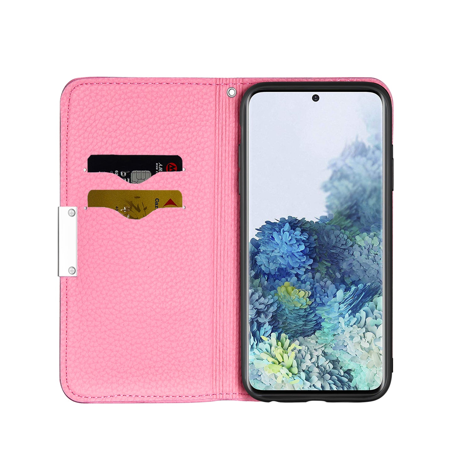 Retro Case Litchi Skin Leather Stand Cover with Card Slots for Samsung Galaxy S20 Plus/S20 Plus 5G  - Pink