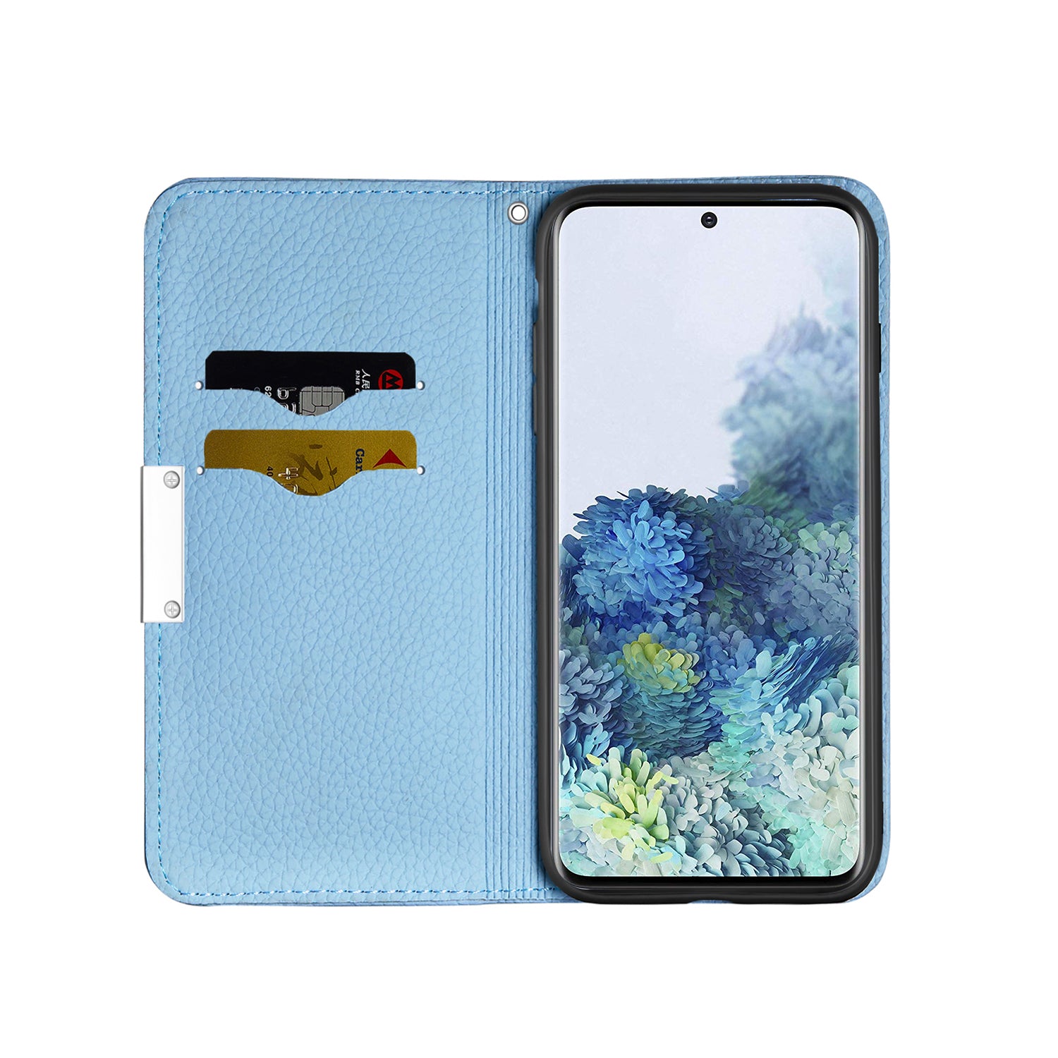 Retro Case Litchi Skin Leather Stand Cover with Card Slots for Samsung Galaxy S20 Plus/S20 Plus 5G  - Blue