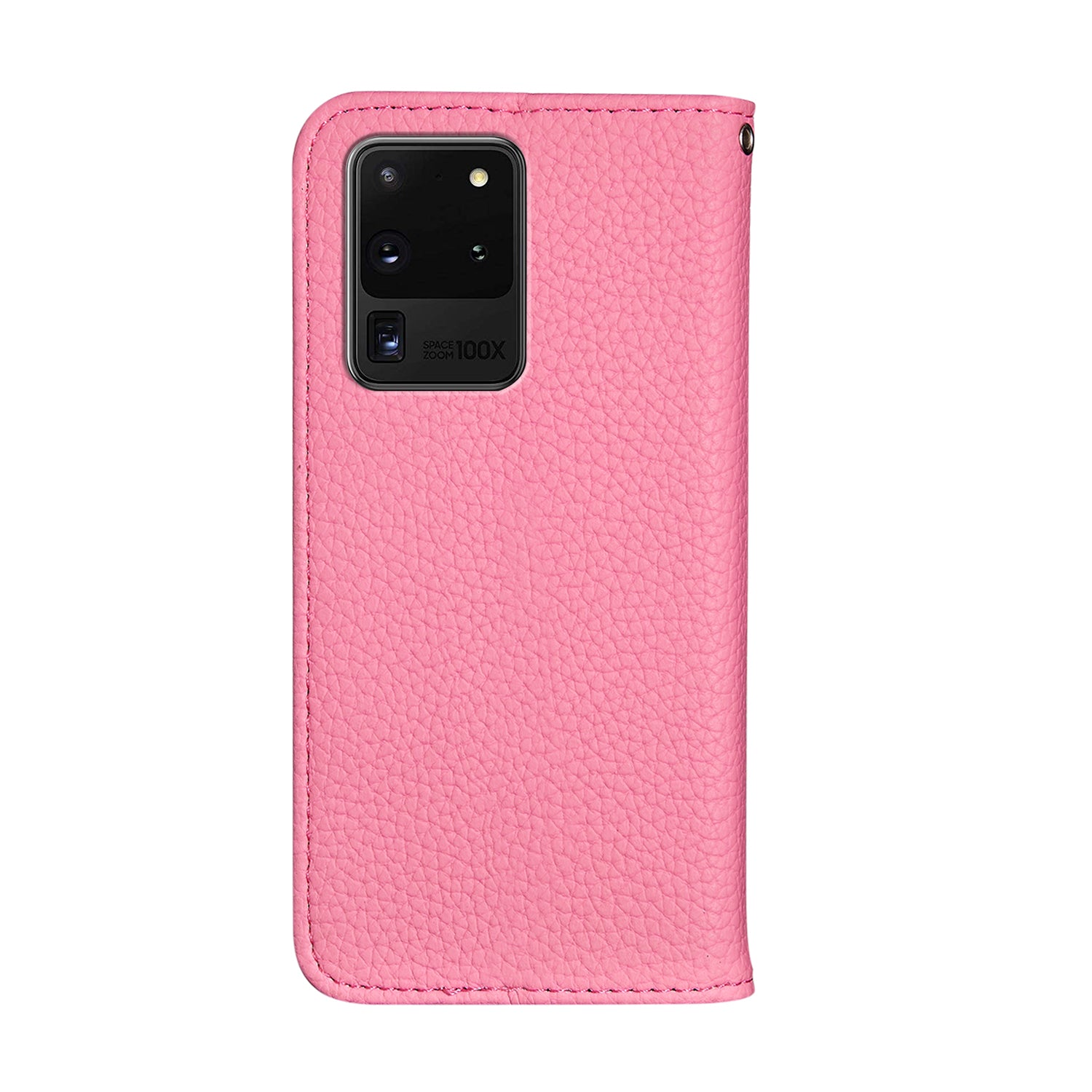 Litchi Skin Leather Stand Cover with Card Slots Retro Case for Samsung Galaxy S20 Ultra - Pink