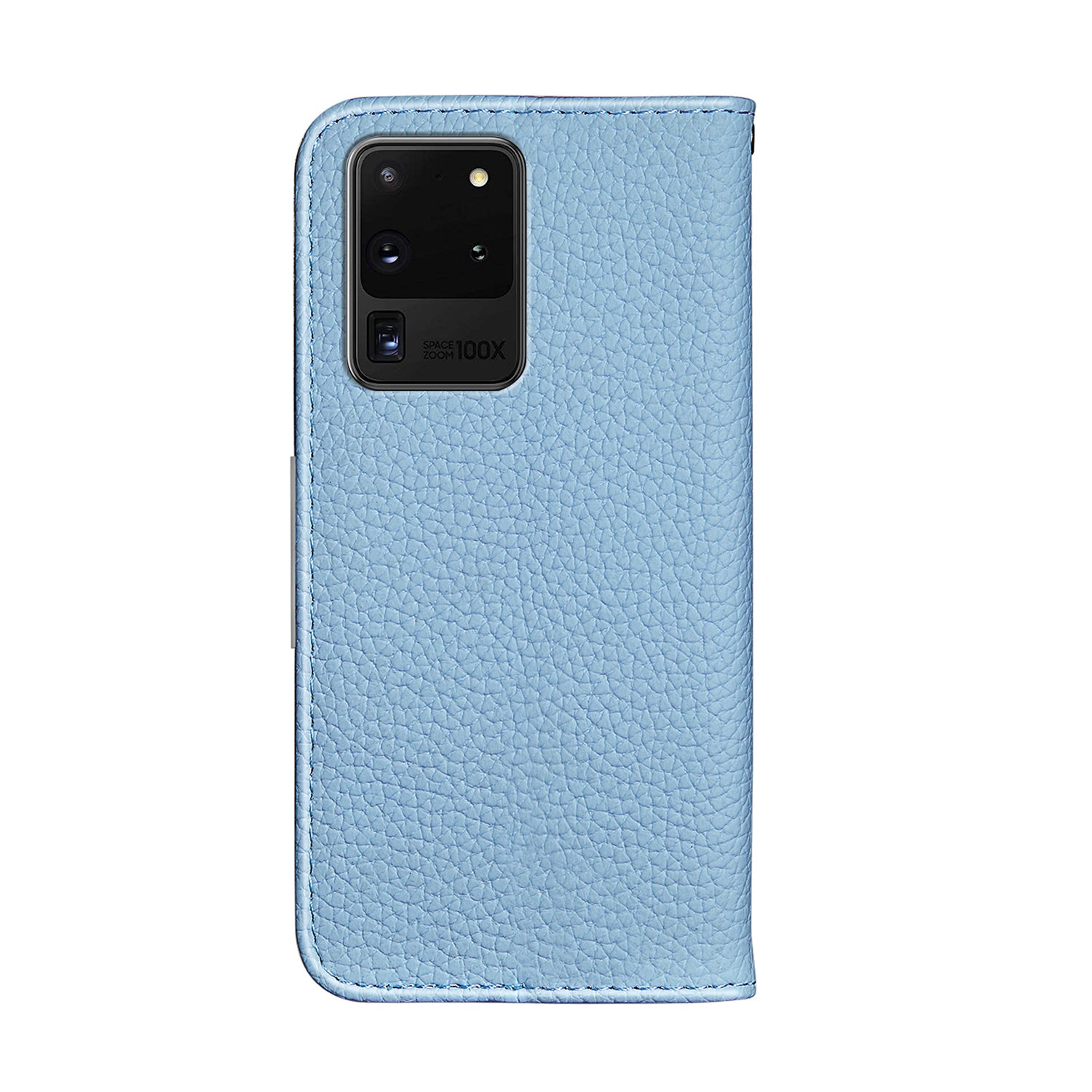 Litchi Skin Leather Stand Cover with Card Slots Retro Case for Samsung Galaxy S20 Ultra - Blue