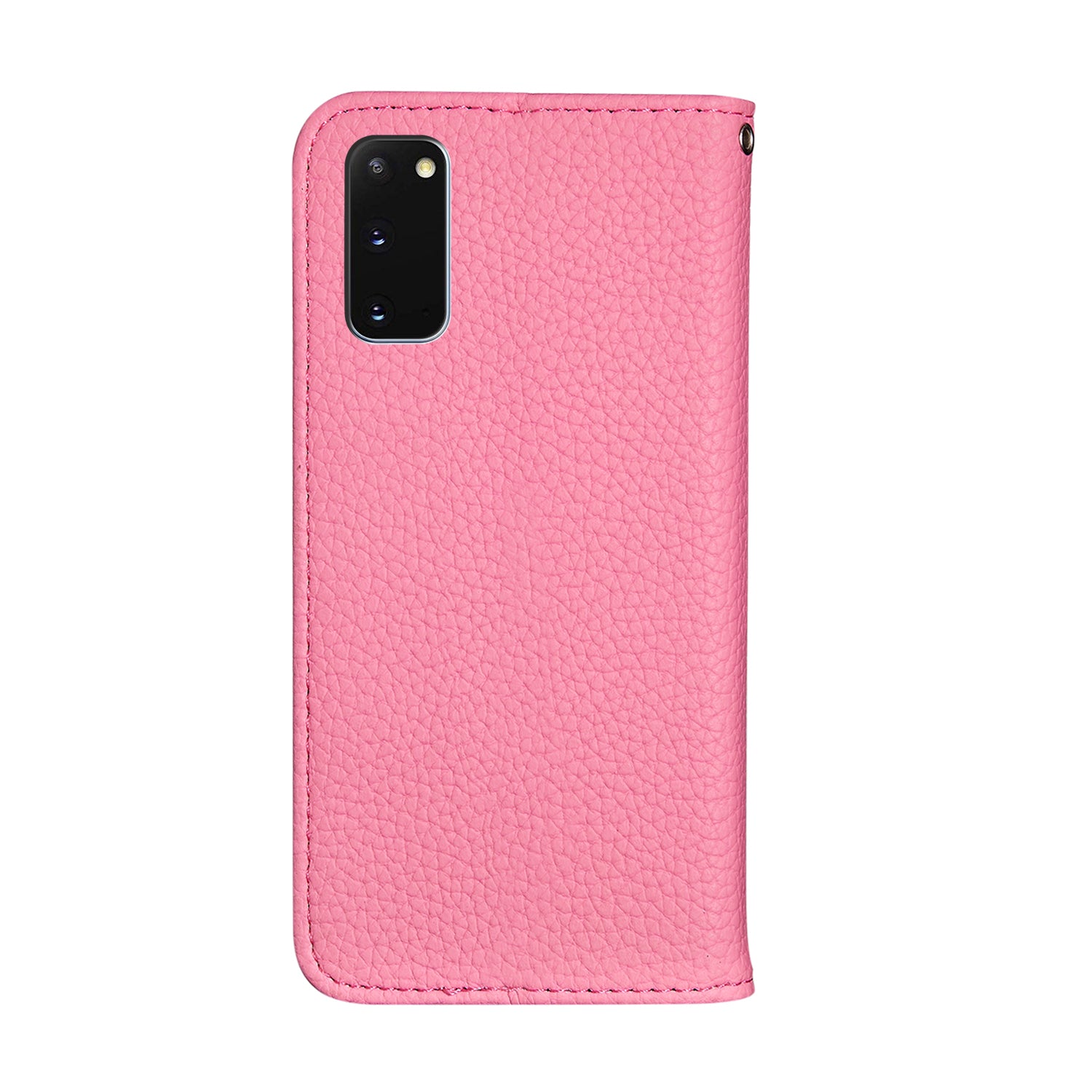 Litchi Skin Auto-absorbed Leather Stand Cover with Card Slots Case for Samsung Galaxy S20 4G/S20 5G - Pink