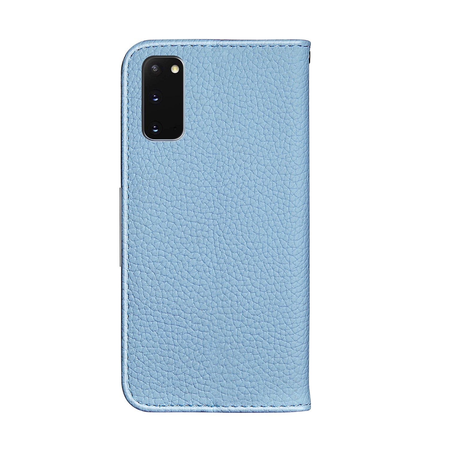 Litchi Skin Auto-absorbed Leather Stand Cover with Card Slots Case for Samsung Galaxy S20 4G/S20 5G - Blue