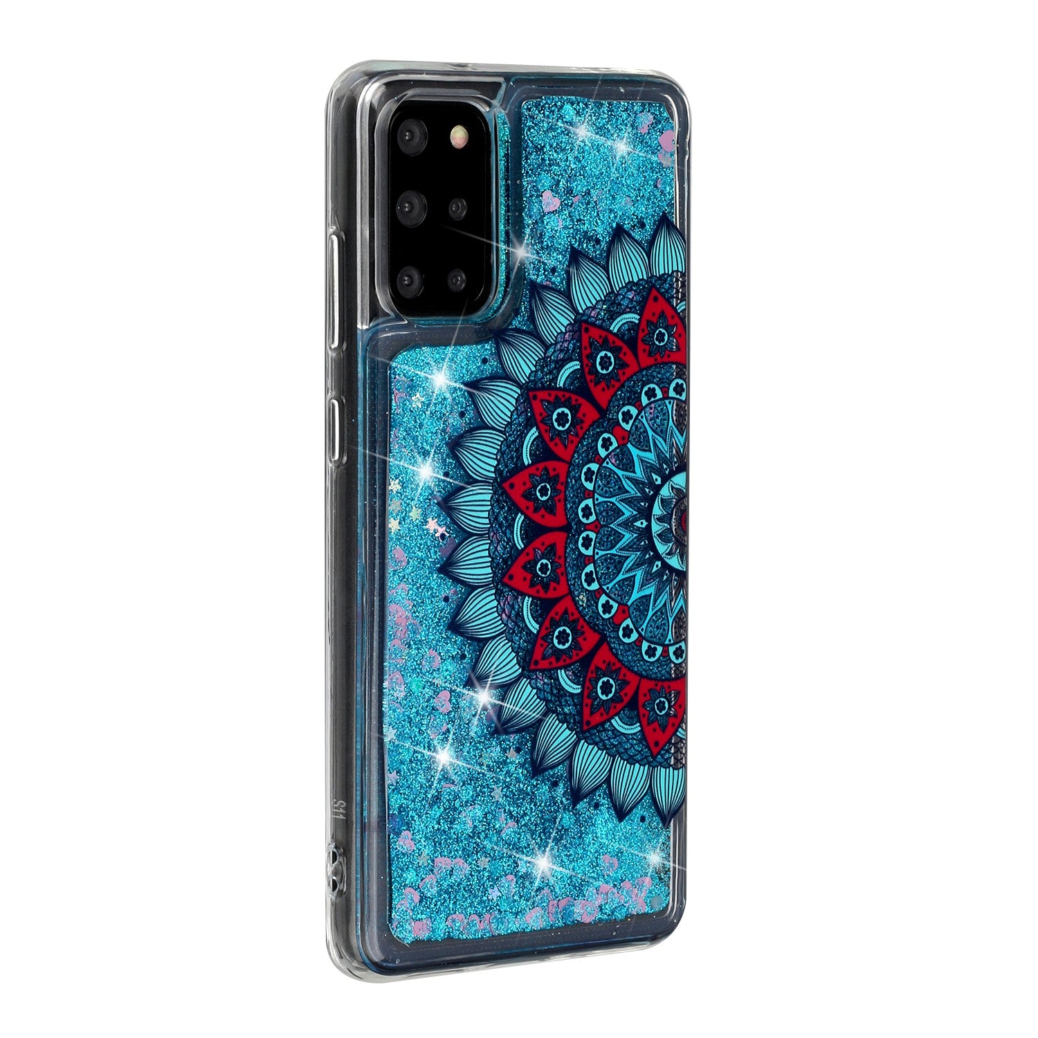 Pattern Printing Glitter Powder Quicksand TPU Back Case for Samsung Galaxy S20 Plus - Mandala Flower