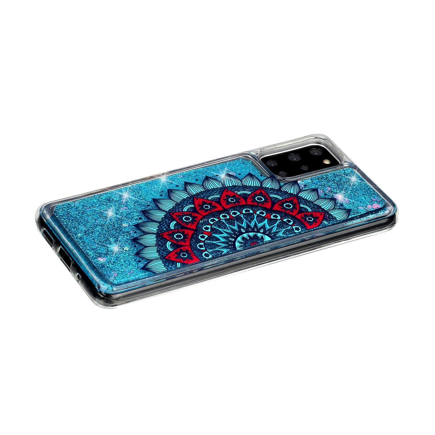 Pattern Printing Glitter Powder Quicksand TPU Back Case for Samsung Galaxy S20 Plus - Mandala Flower