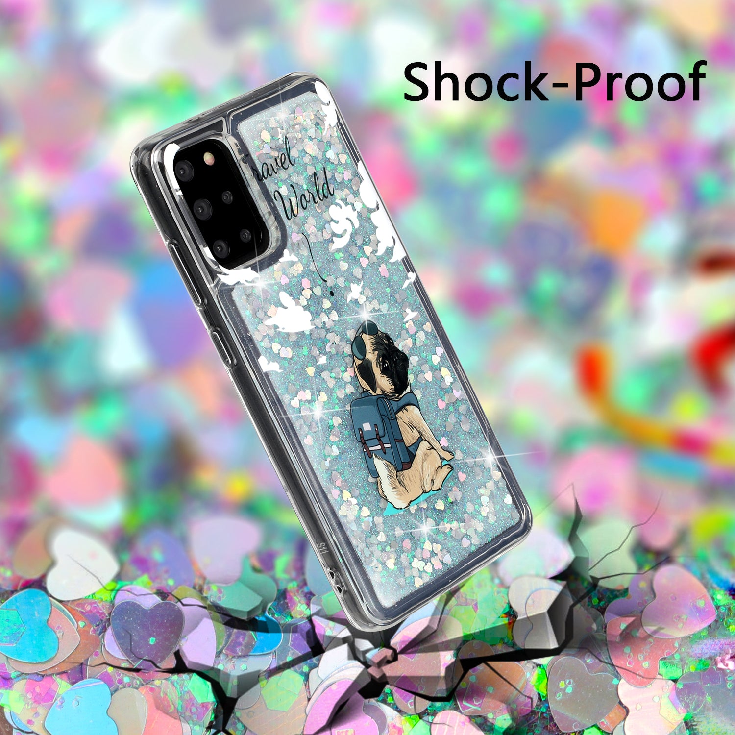 Pattern Printing Glitter Powder Quicksand TPU Back Case for Samsung Galaxy S20 Plus - Dog