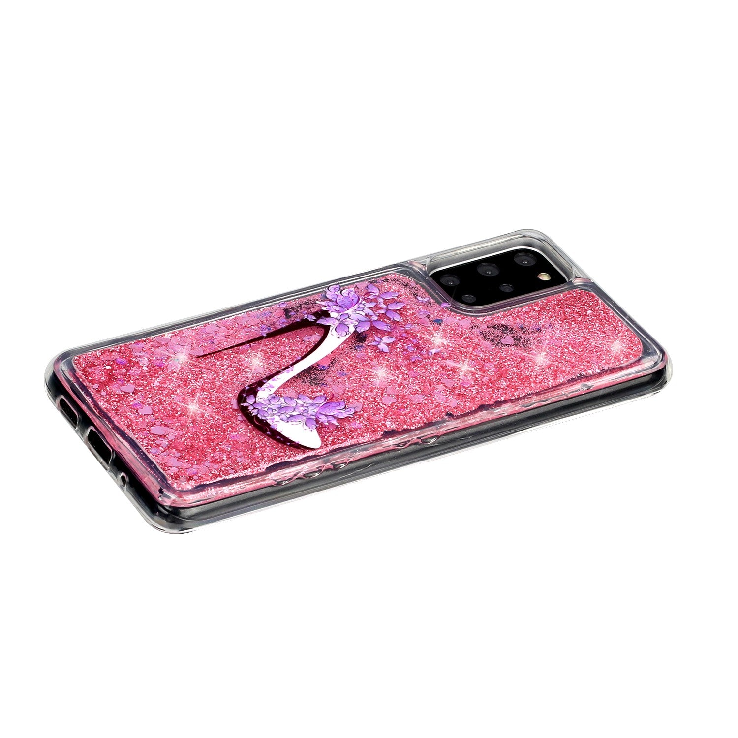 Pattern Printing Glitter Powder Quicksand TPU Back Case for Samsung Galaxy S20 Plus - High Heels