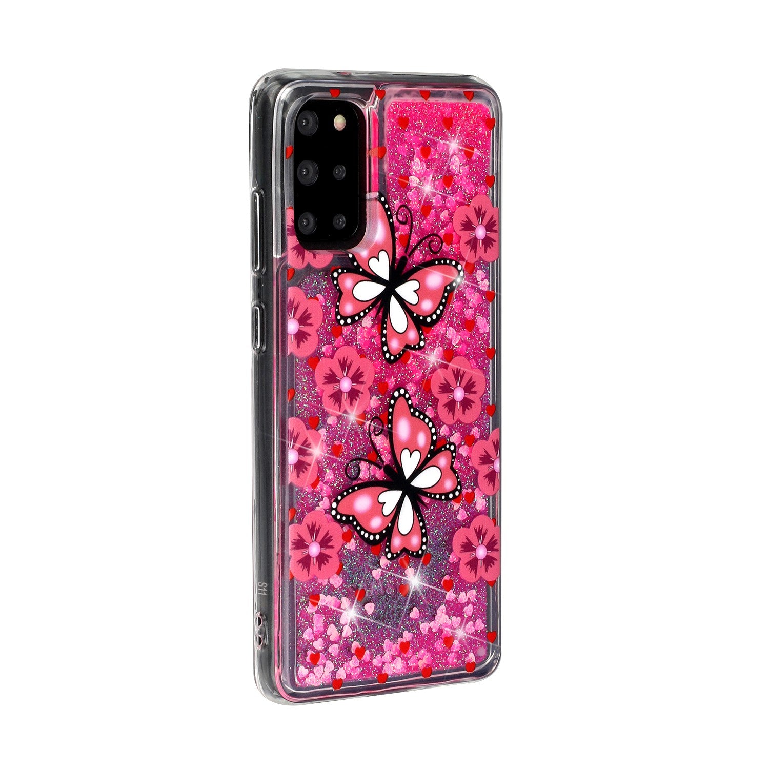 Pattern Printing Glitter Powder Quicksand TPU Back Case for Samsung Galaxy S20 Plus - Butterflies