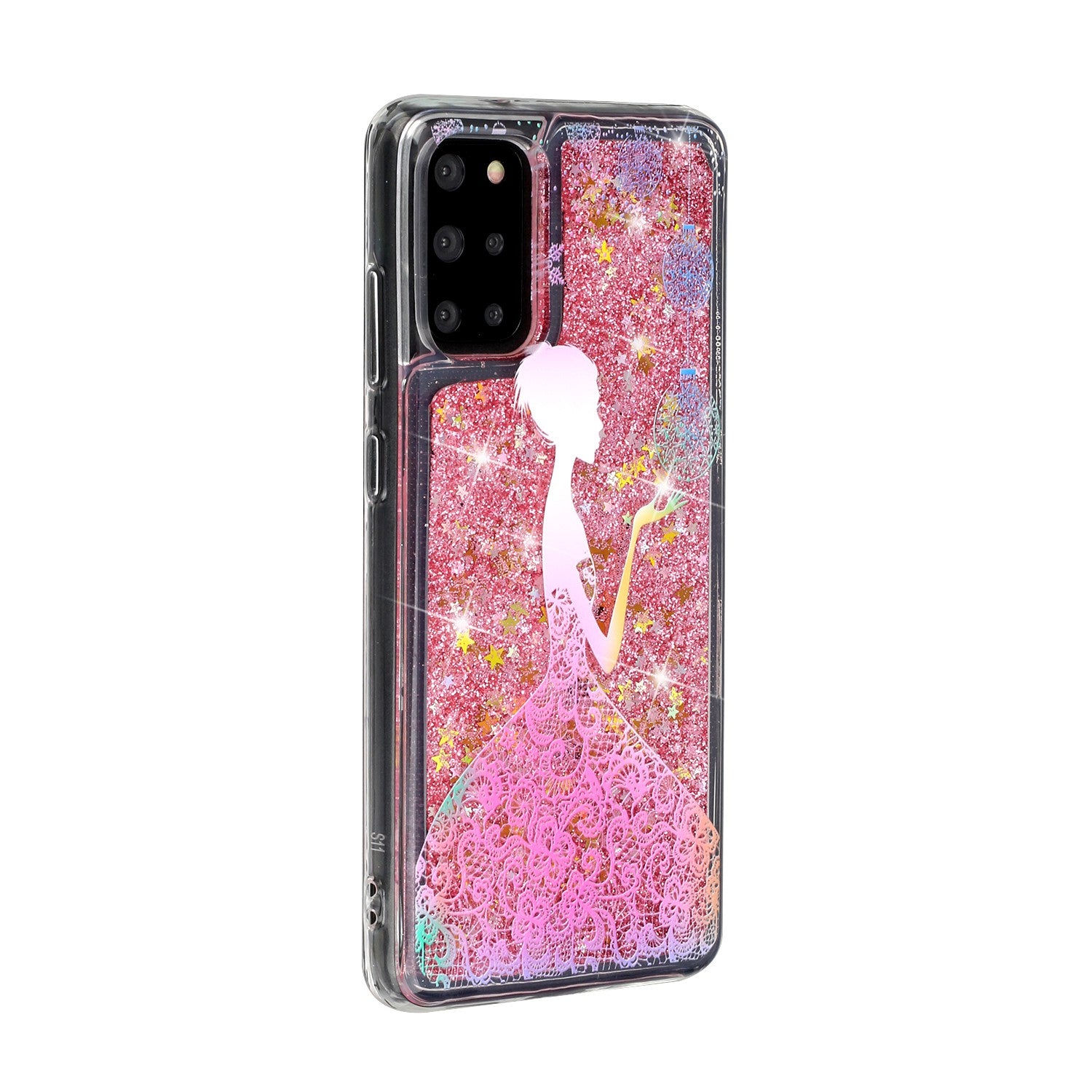 Pattern Printing Glitter Powder Quicksand TPU Back Case for Samsung Galaxy S20 Plus - Girl