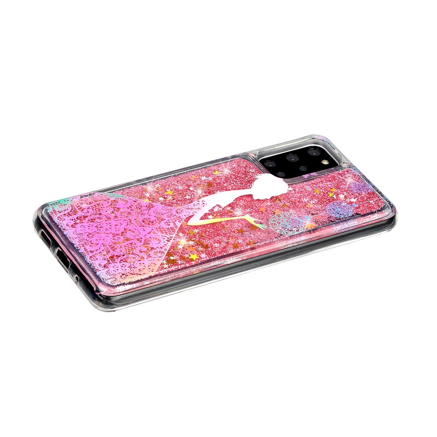 Pattern Printing Glitter Powder Quicksand TPU Back Case for Samsung Galaxy S20 Plus - Girl