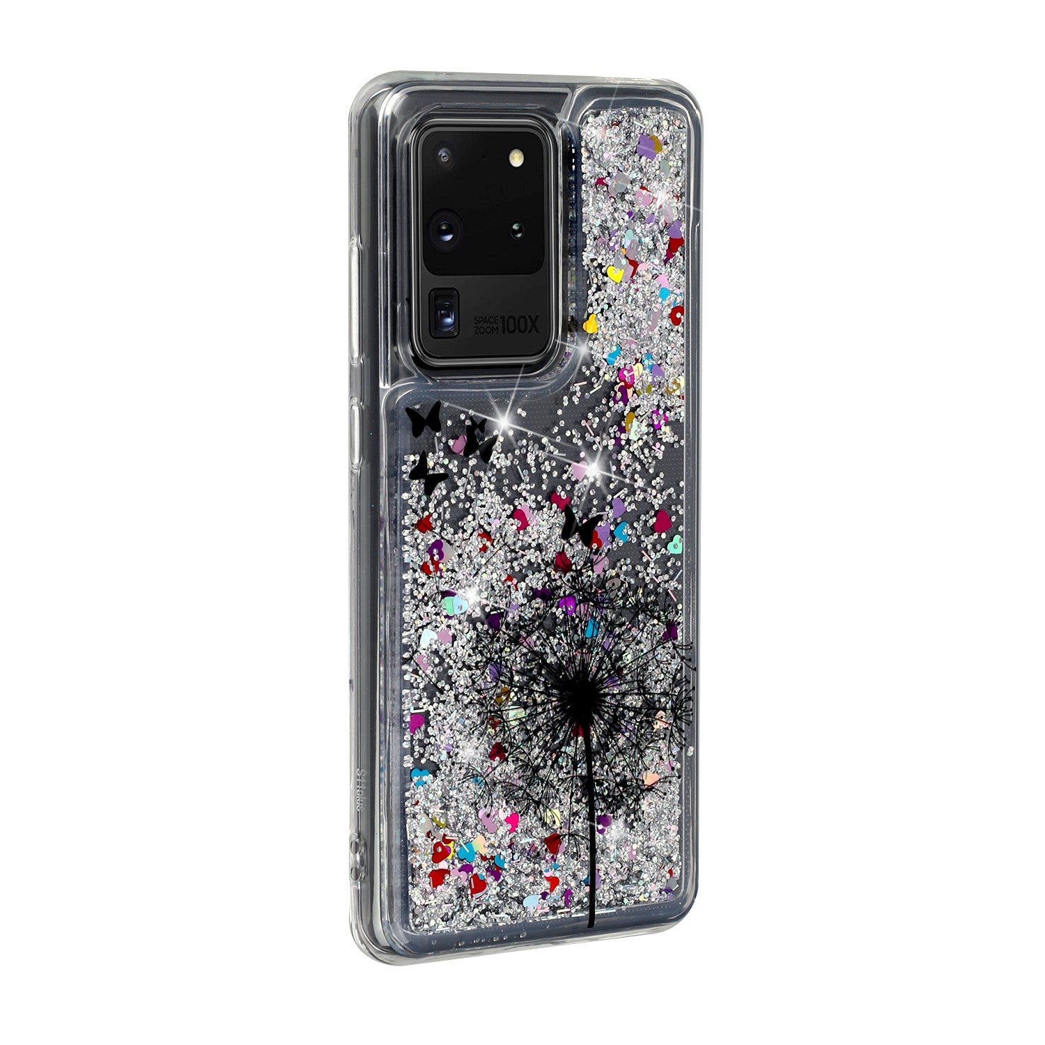 Pattern Printing Glitter Powder Quicksand TPU Phone Case for Samsung Galaxy S20 Ultra - Dandelion