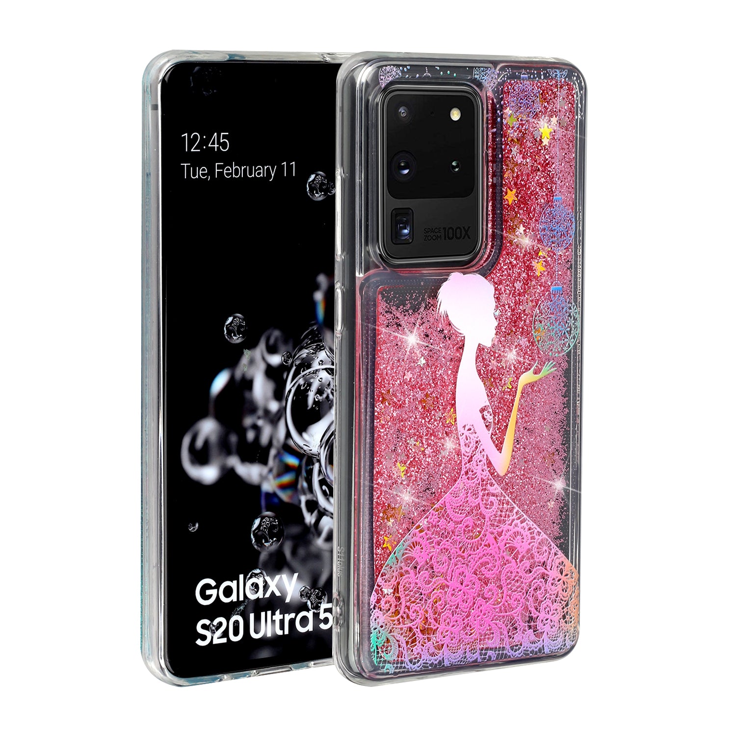 Pattern Printing Glitter Powder Quicksand TPU Phone Case for Samsung Galaxy S20 Ultra - Girl