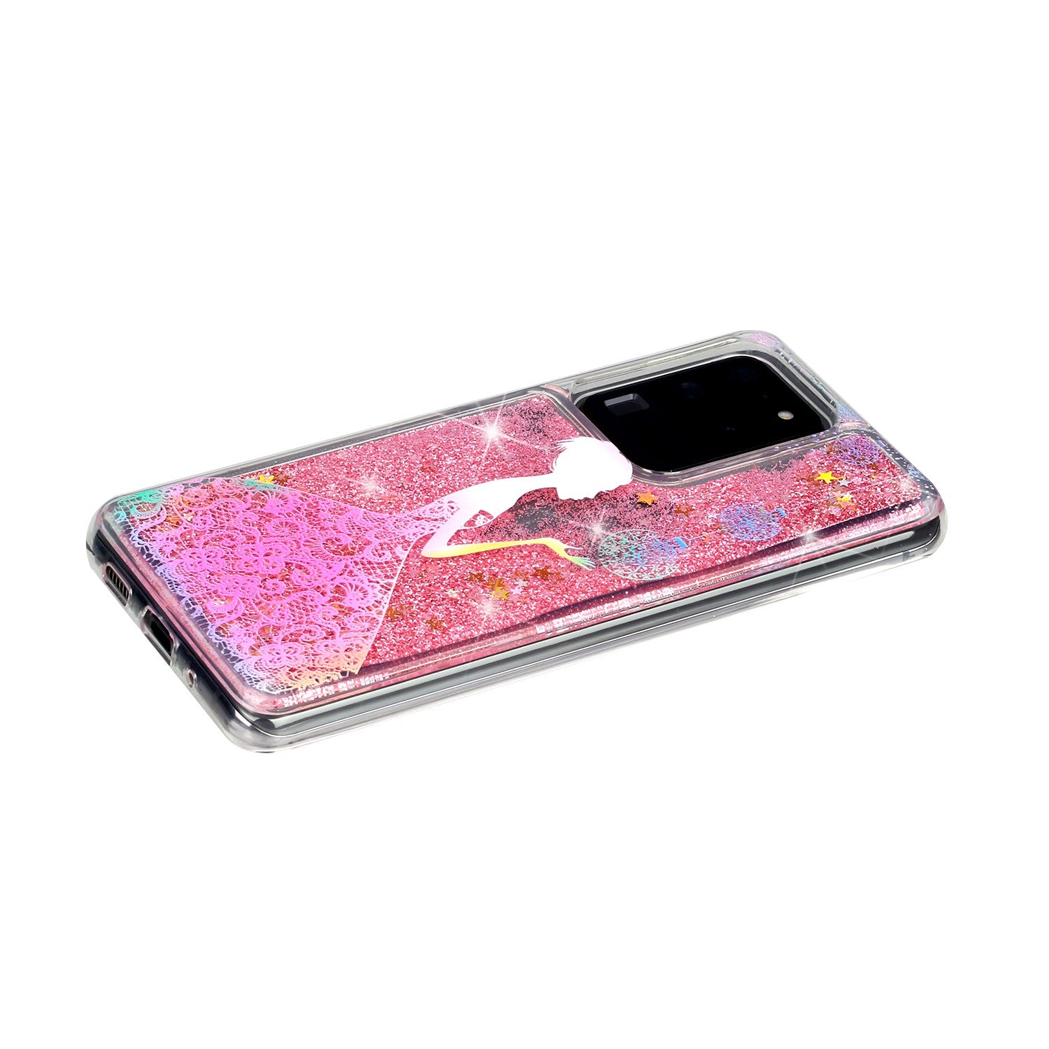 Pattern Printing Glitter Powder Quicksand TPU Phone Case for Samsung Galaxy S20 Ultra - Girl