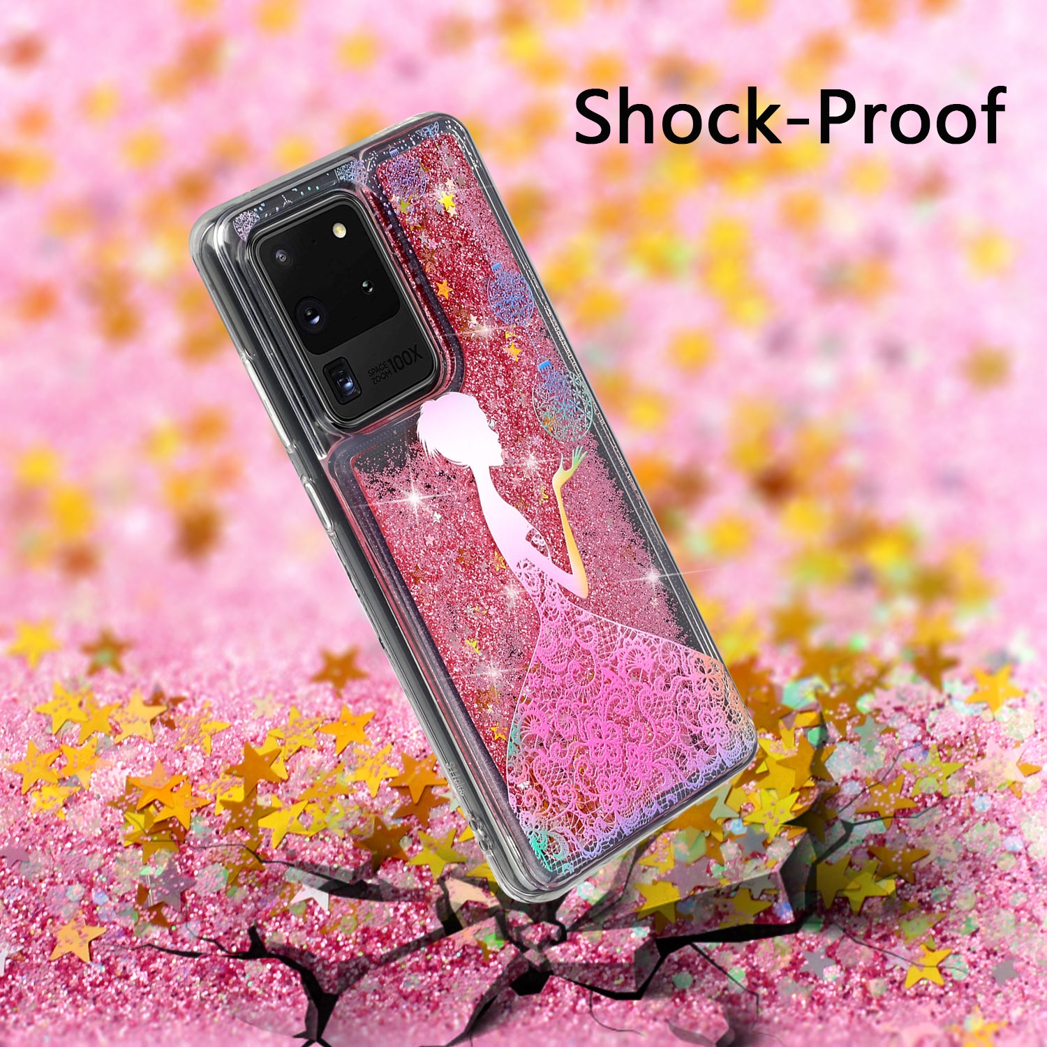 Pattern Printing Glitter Powder Quicksand TPU Phone Case for Samsung Galaxy S20 Ultra - Girl