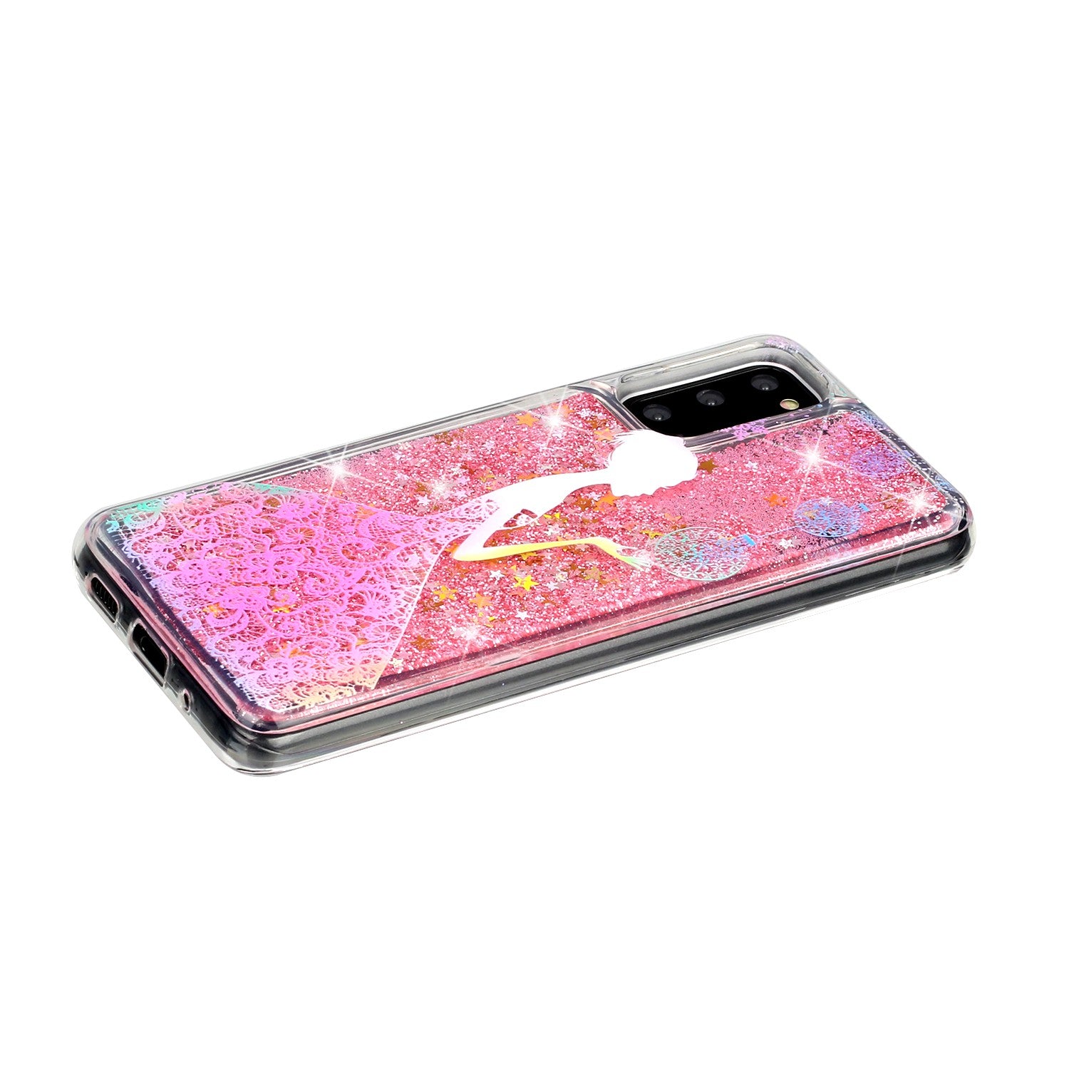 Pattern Printing Glitter Powder Quicksand Cover TPU Case for Samsung Galaxy S20 4G/S20 5G - Girl