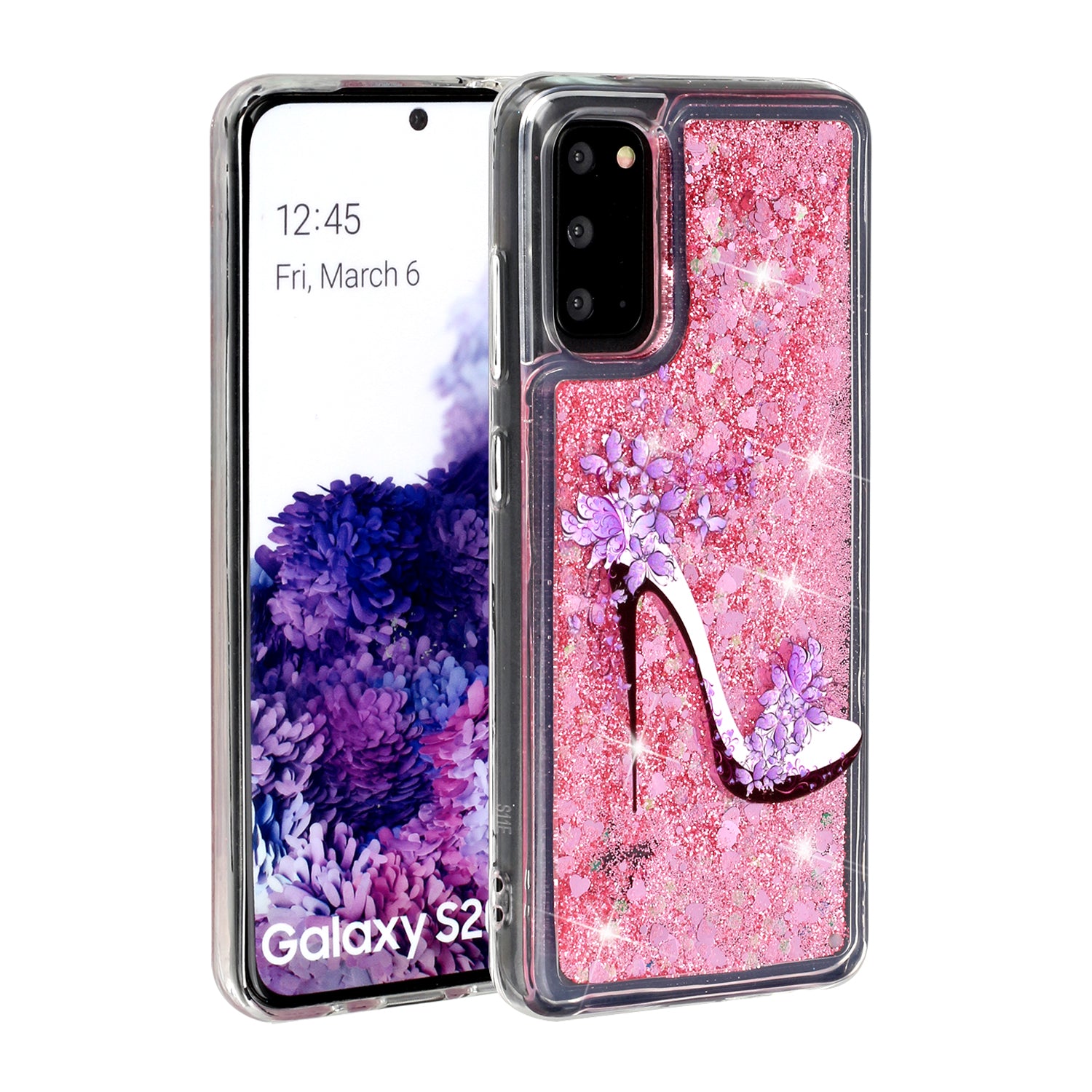 Pattern Printing Glitter Powder Quicksand Cover TPU Case for Samsung Galaxy S20 4G/S20 5G - High Heels