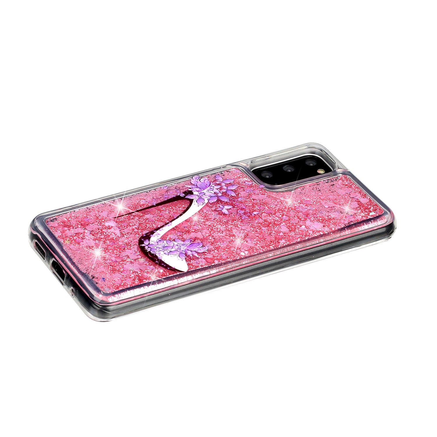 Pattern Printing Glitter Powder Quicksand Cover TPU Case for Samsung Galaxy S20 4G/S20 5G - High Heels