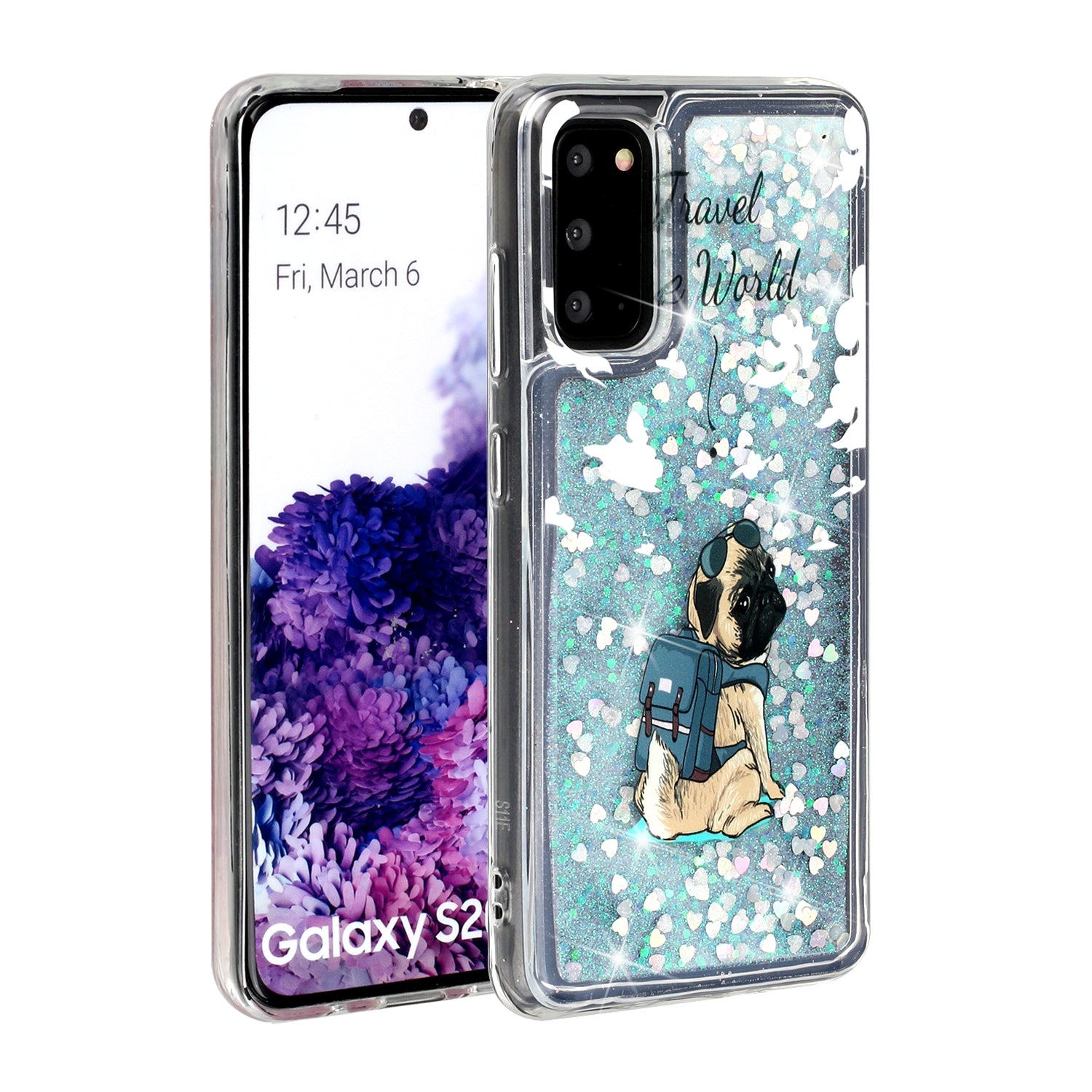 Pattern Printing Glitter Powder Quicksand Cover TPU Case for Samsung Galaxy S20 4G/S20 5G - Dog